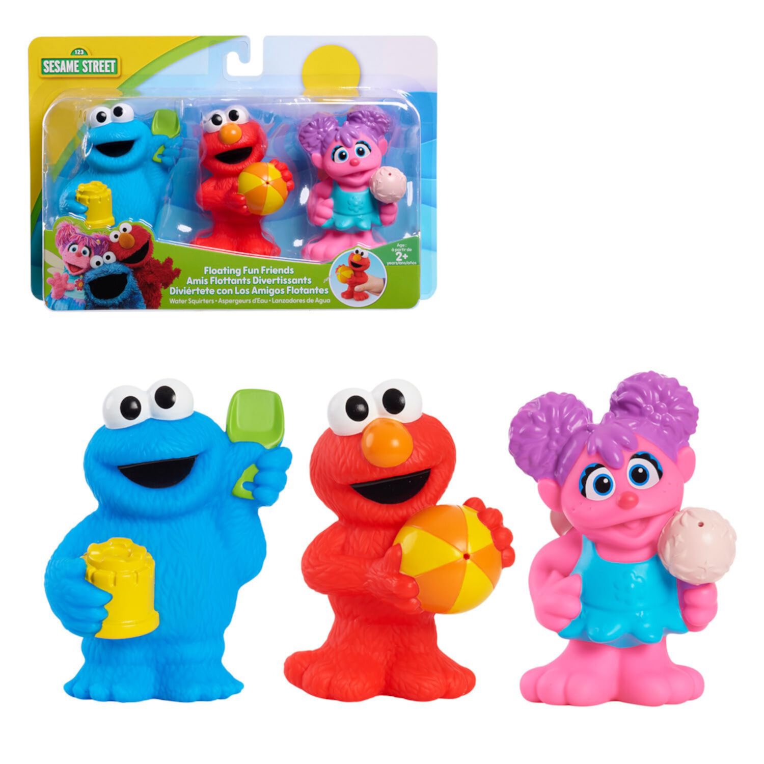 Игрушки для купания Эльмо, Куки и Абби, набор из 3 штук, 10 см Sesame Street