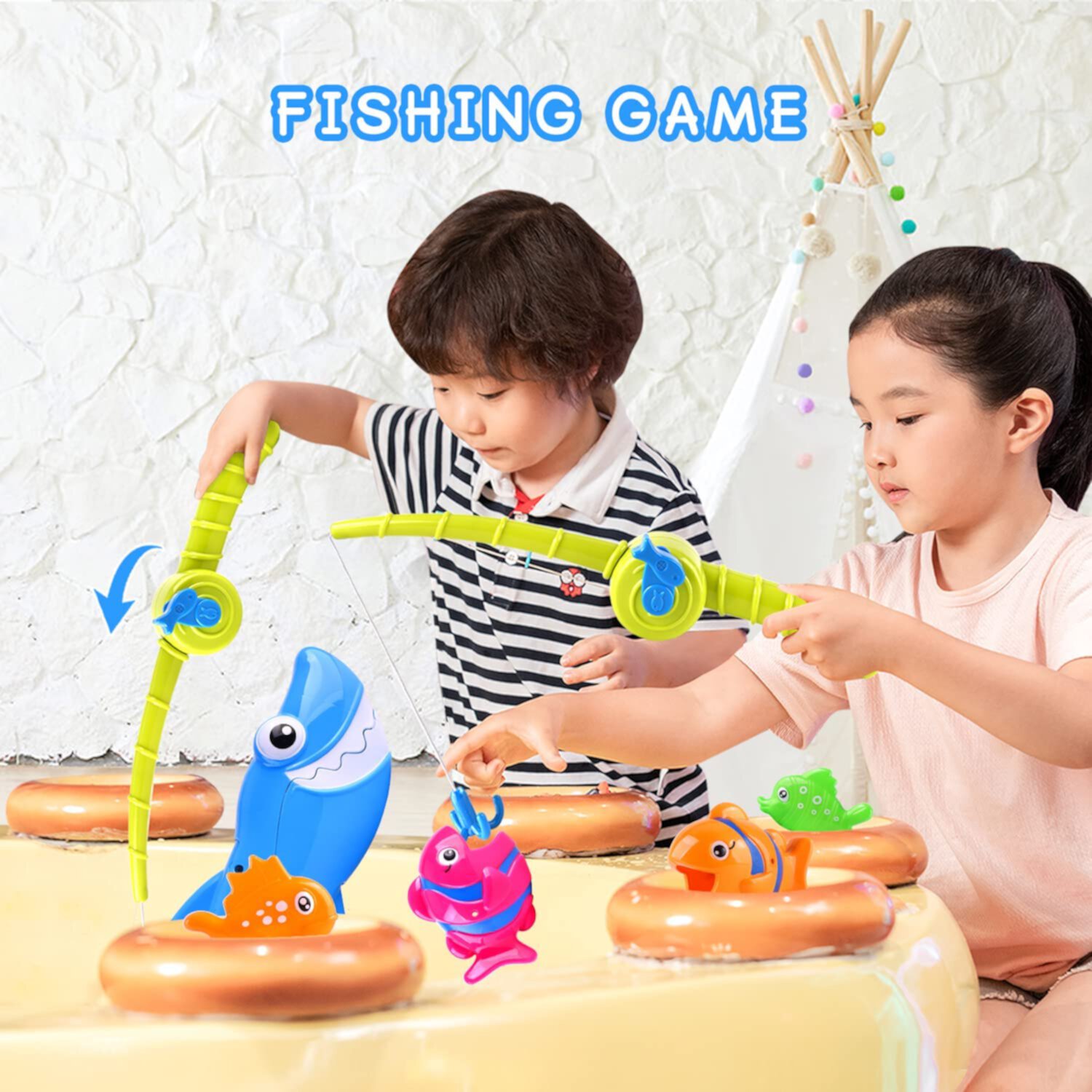 Bath Toys for Boys 3-6 Years,Bath Toys for Kids,Shark Grabber with Fishing Toys,Sensory Toys for Autistic Kids ANTIC DUCK