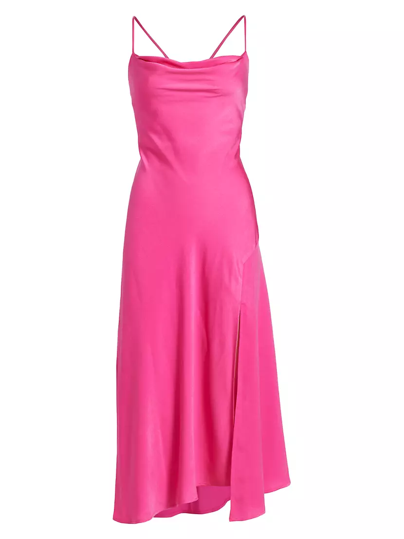 Gaia Satin Draped Midi-Dress ASTR