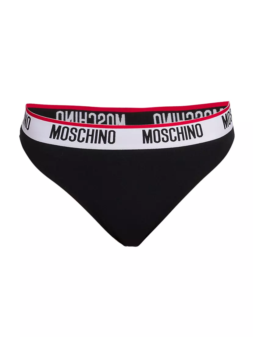 Брифы Moschino с логотипом на поясе, 92% полиэстера, 8% эластана, Италия Moschino