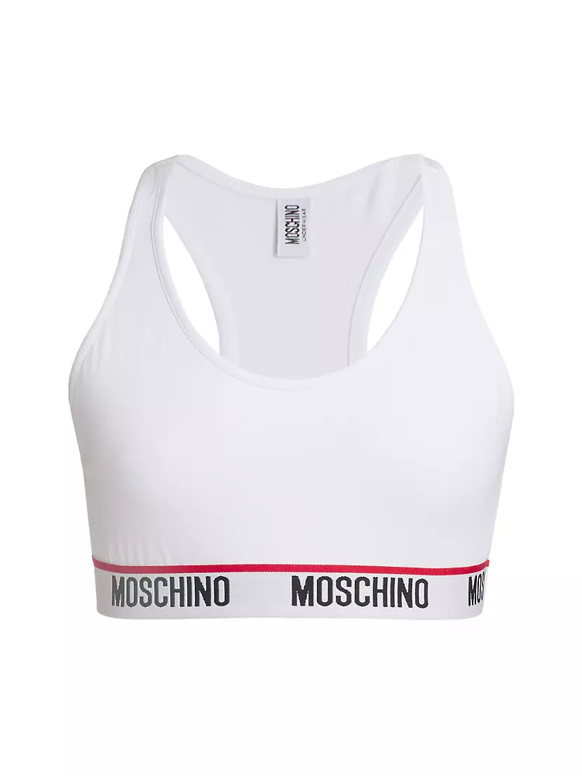 Спортивный бюстгальтер Moschino Core с логотипом, 92% хлопок, стиль пуловера Moschino