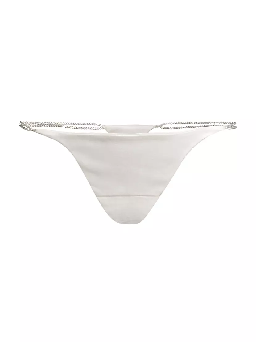 Женские Трусы fleur du mal Pearl Luxe Silk V-String Fleur du mal