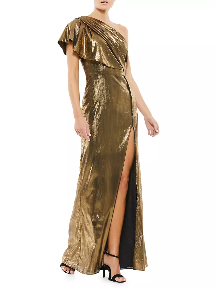 Женский Сарафан MAC DUGGAL One-Shoulder Metallic Jersey MAC DUGGAL