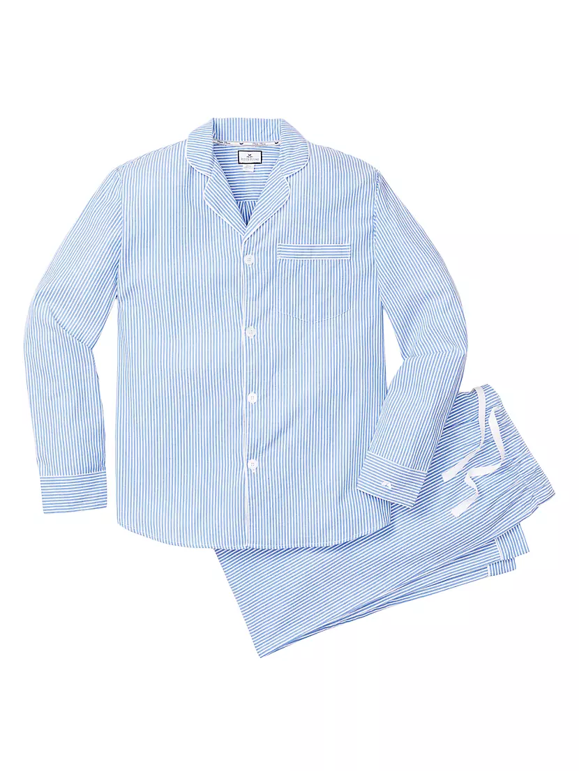 French Blue Seersucker Pajama Set Petite Plume