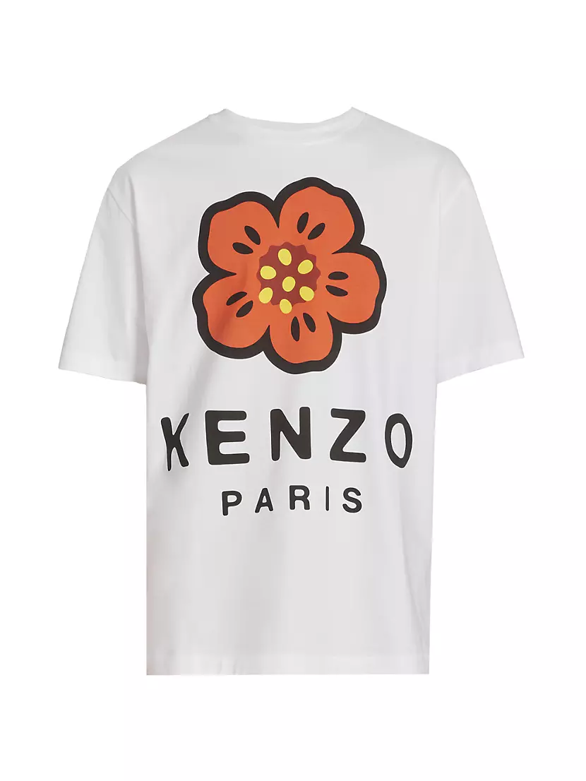 Футболка KENZO с мотивом маков и логотипом, короткий рукав, 100% хлопок Kenzo