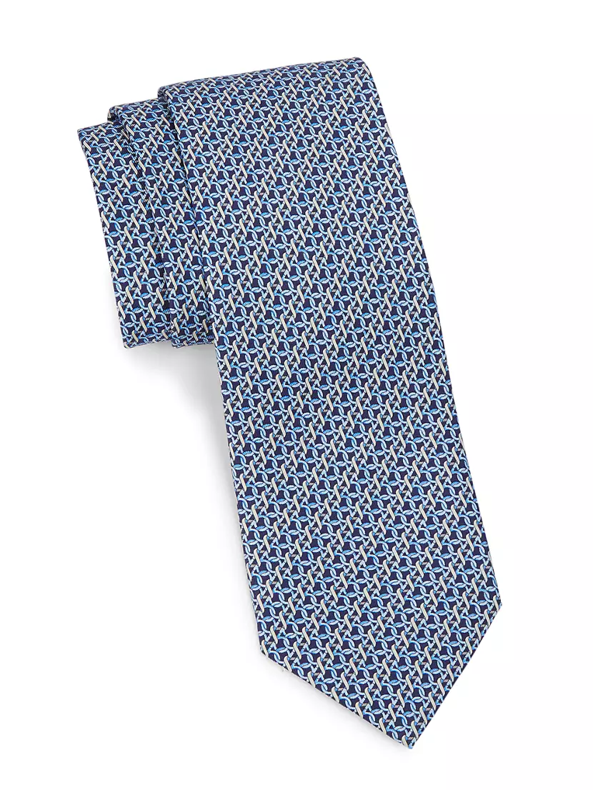 Галстук Ferragamo Interlocking Gancini Silk Tie Ferragamo