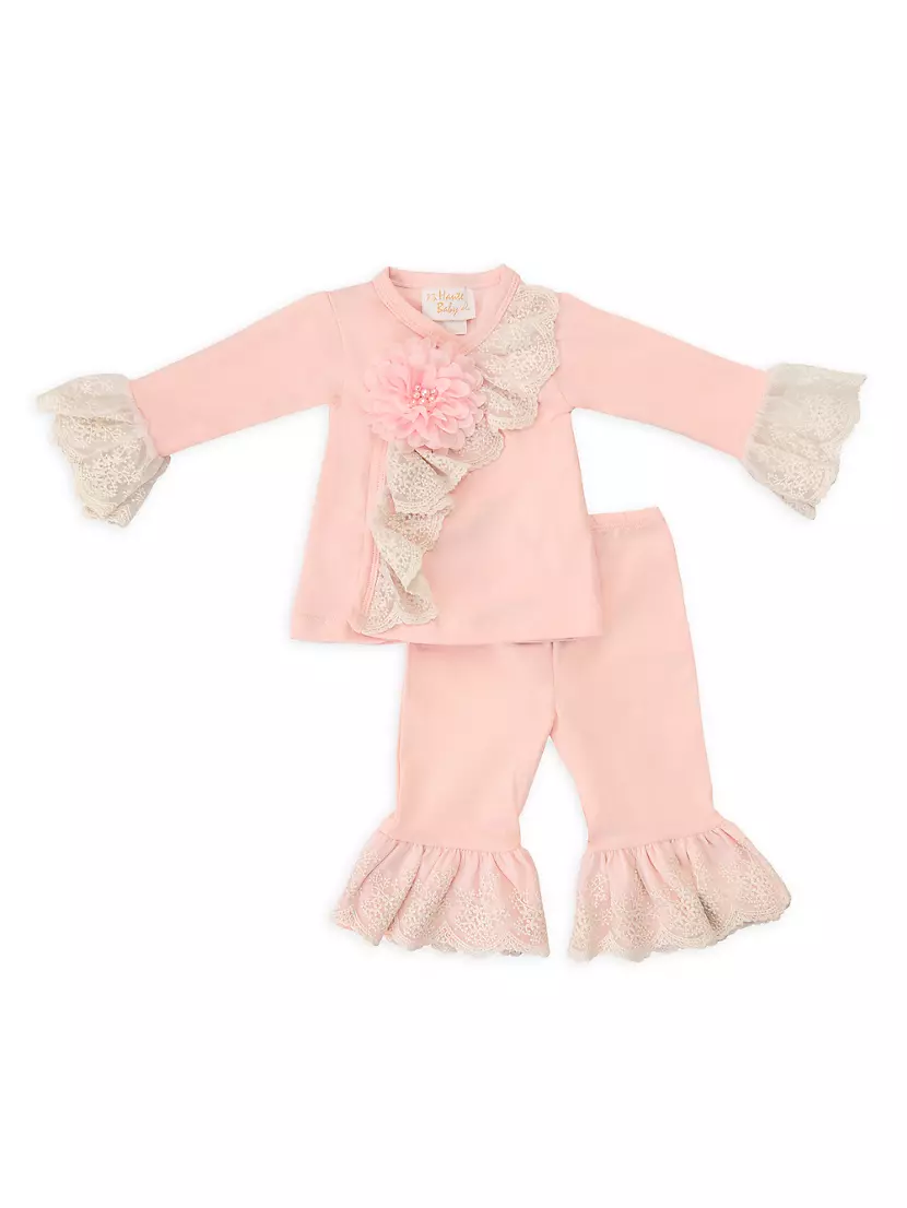 Комплект для девочек Chic Petite Crisscross из хлопка с кружевами, Haute Baby Haute Baby