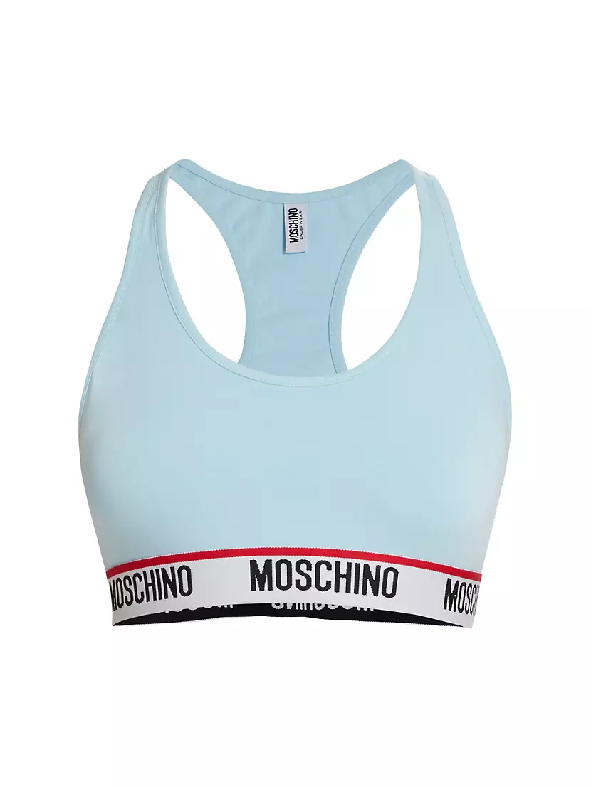 Эластичный хлопковый спортивный бюстгальтер Moschino Core с логотипом Moschino