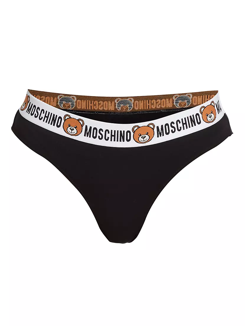 Бикини с логотипом Moschino и эластичным поясом, 95% хлопок, 5% эластан Moschino