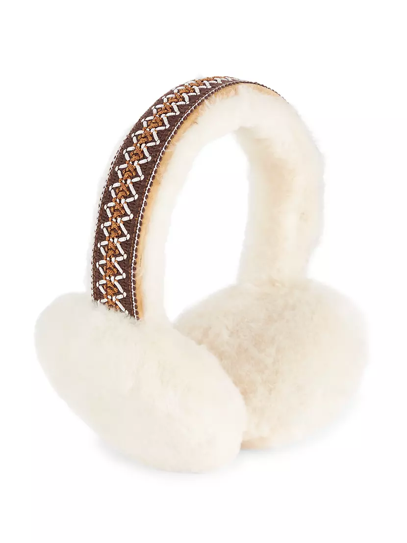 Leather-Trimmed Shearling Earmuffs Ugg