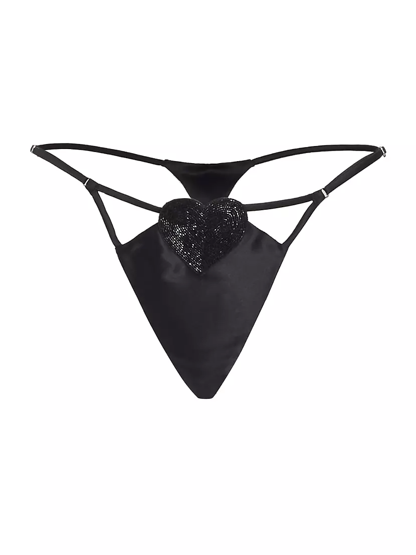 Женские Трусы Fleur du Mal Heart Stretch-Silk V-String Fleur du mal