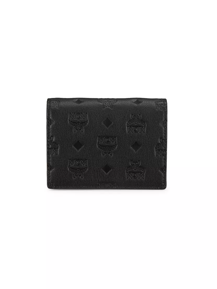 Aren Monogram Leather Flap Wallet MCM