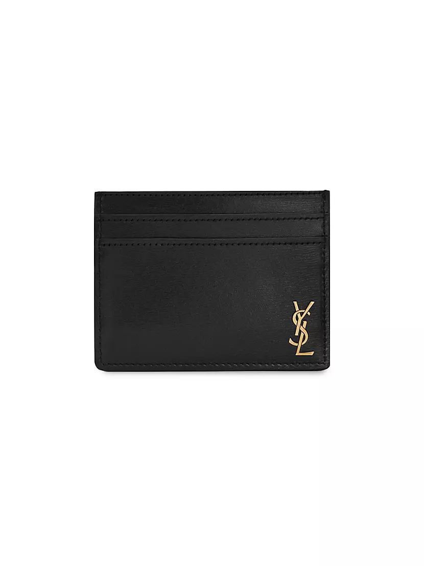 Кожаный картхолдер с логотипом, 11x8 см Saint Laurent