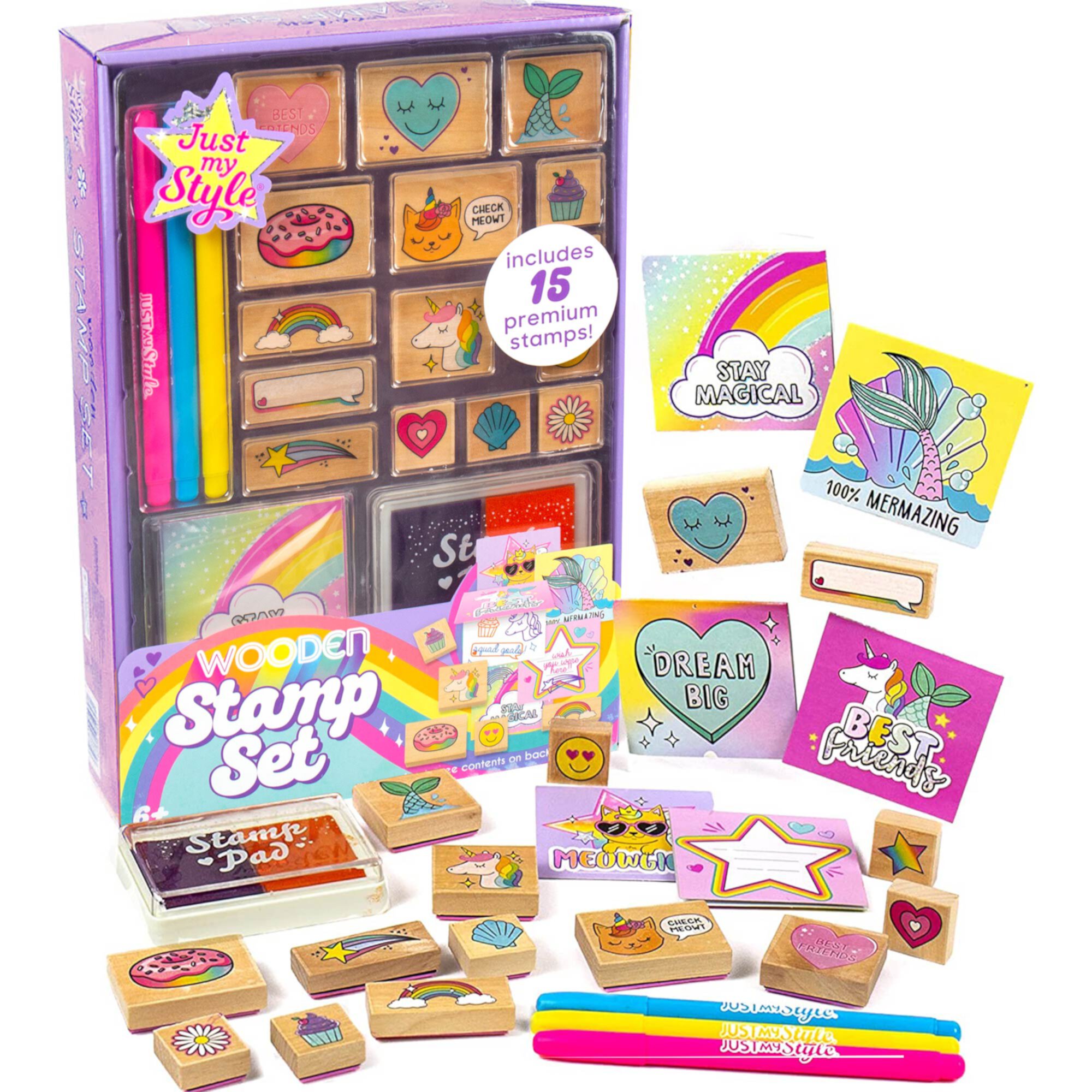 Just My Style Wooden Stamp, Art & Craft Kit for Boys & Girls, Kids & Teens (28 Pieces) Just My Style