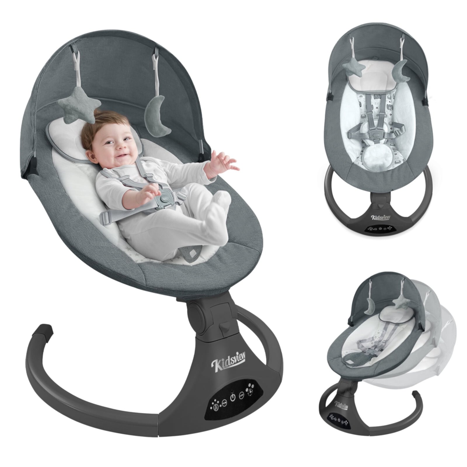 Baby Swing for Infants | Electric Swing for Babies,Portable Swing for Baby Boy Girl, Infant Swing with Remote Control, 5 Speeds,3 Seat Positions,12 Music and Bluetooth,Aluminum KIDSVIEW