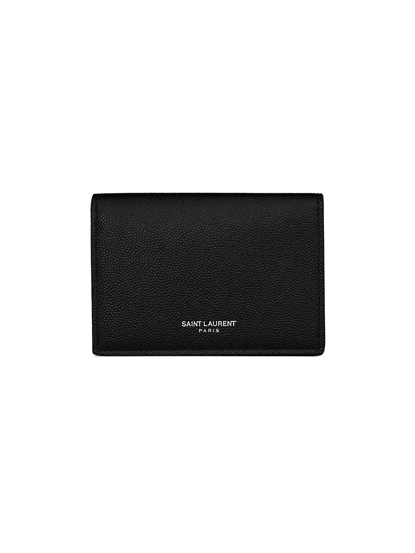 Кардхолдер Saint Laurent Business Card Holder With Flap In Grain De Poudre-embossed Leather Saint Laurent