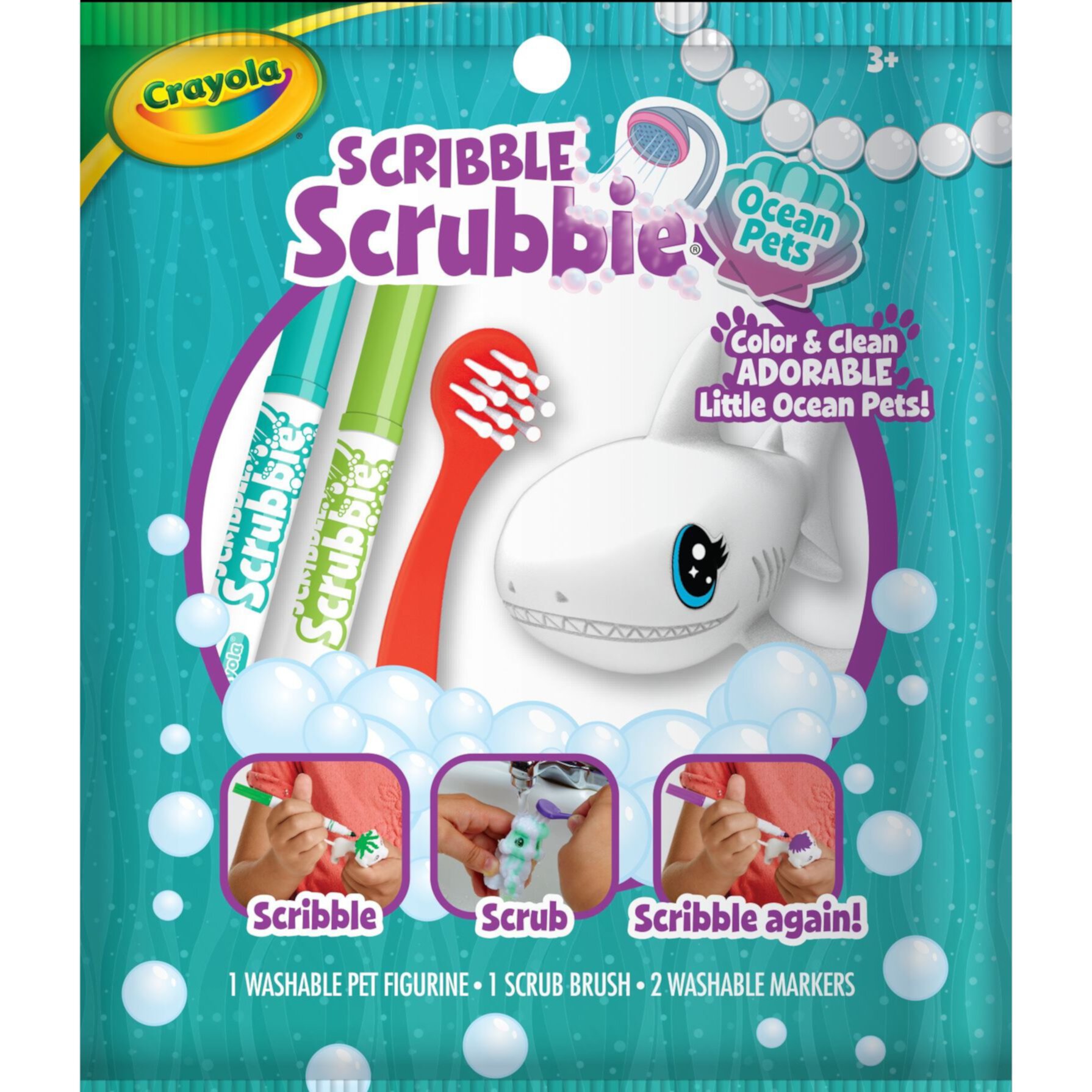 Crayola Scribble Scrubbie Pets, 1 Ct Ocean Animal Toys, Gift for Kids, Beginner Unisex Child Ages 3+ Crayola