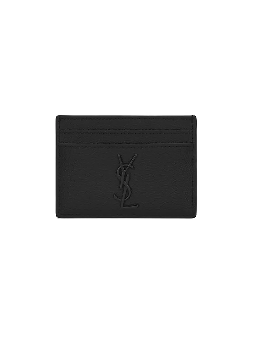 Картхолдер бронзового цвета из кожи с тиснением с 5 карманами Saint Laurent