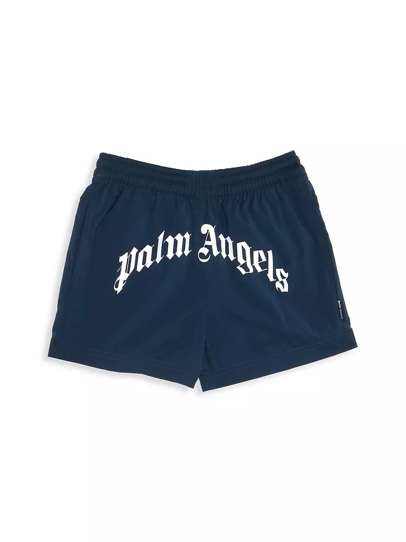 Мальчиковые Детские шорты PALM ANGELS Curved Logo PALM ANGELS