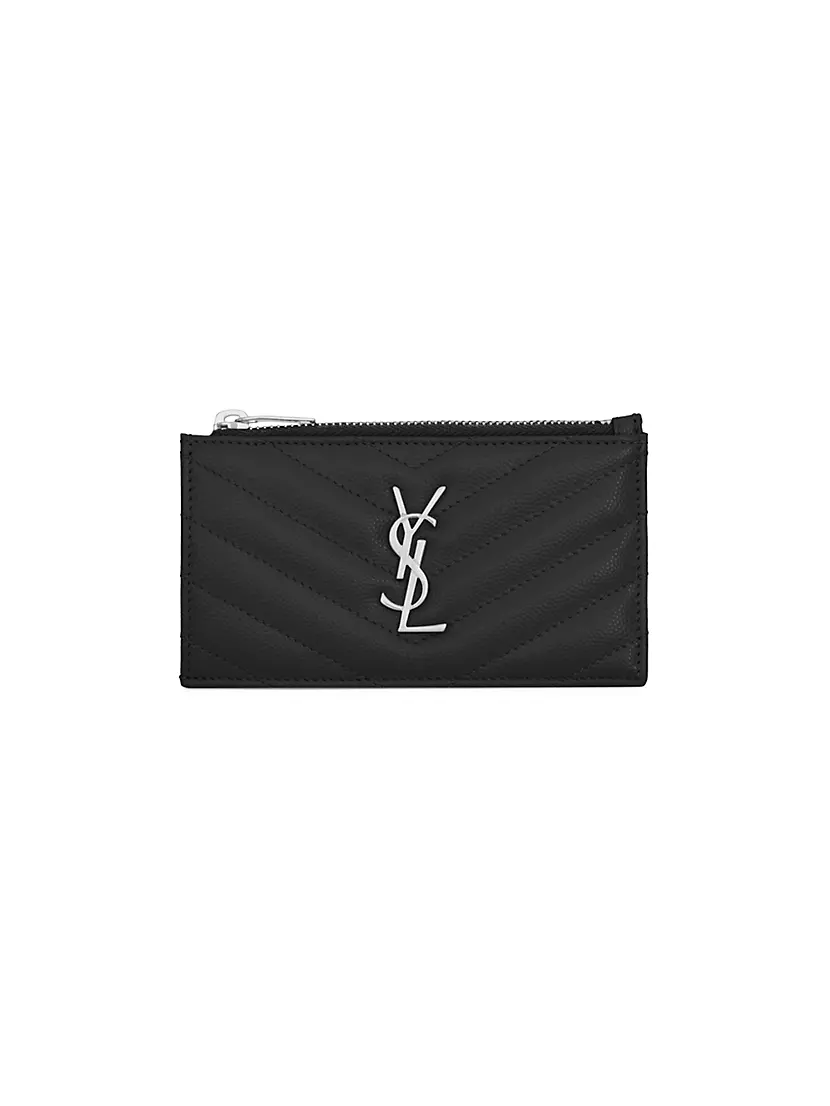 Кардхолдер Saint Laurent Cassandre Matelass на молнии из тисненой кожи Grain de Poudre Saint Laurent