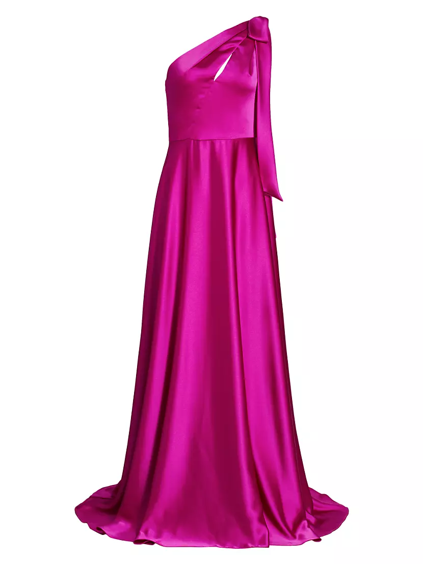 Satin One-Shoulder Bow Gown AMSALE