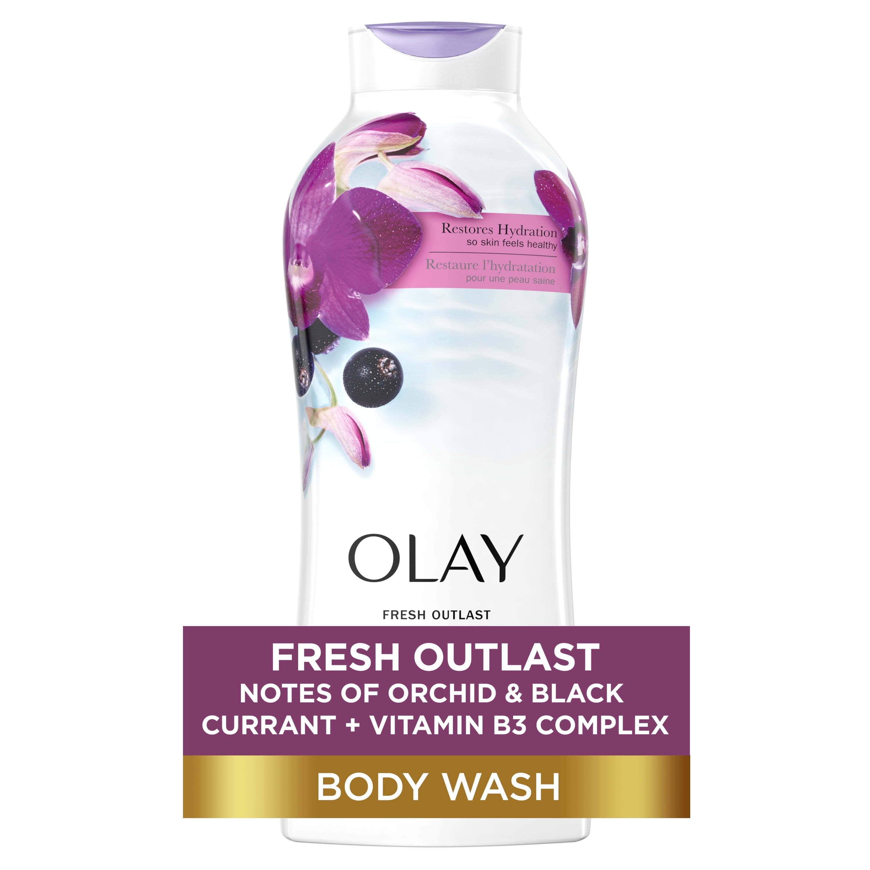 Olay Fresh Outlast Women's Body Wash, Orchid & Black Currant, 22 fl oz - 2 Pack Olay