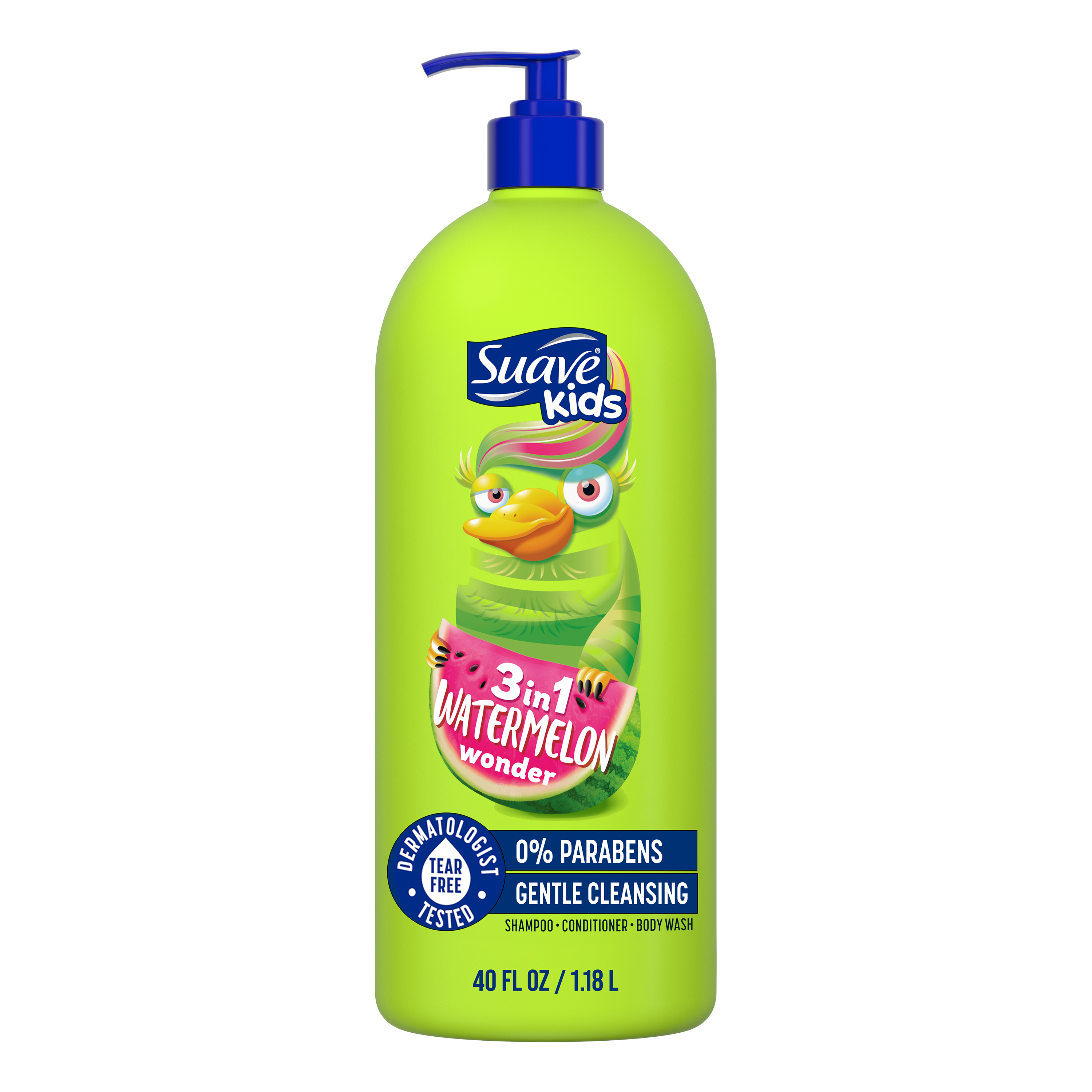 Suave Kids 3-in-1 Shampoo, Conditioner & Body Wash, Watermelon, Tear Free Formula, 40 fl oz Suave