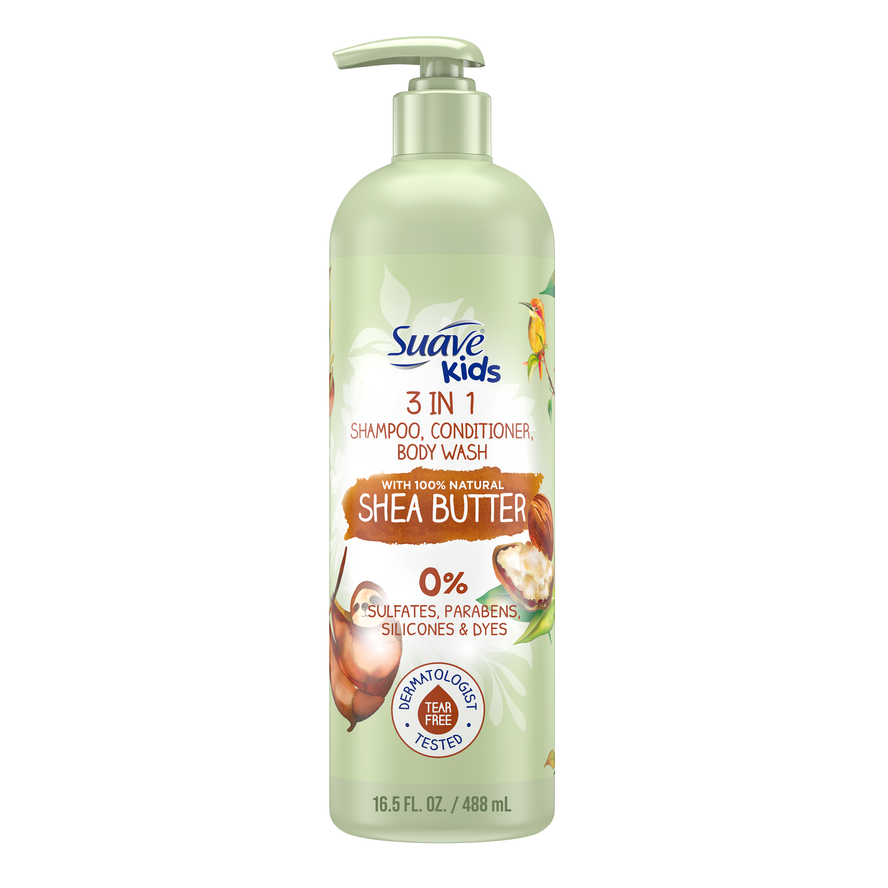 Suave Kids Naturals 3-in-1 Shampoo Conditioner & Body Wash with Shea Butter, 16.5 oz Suave