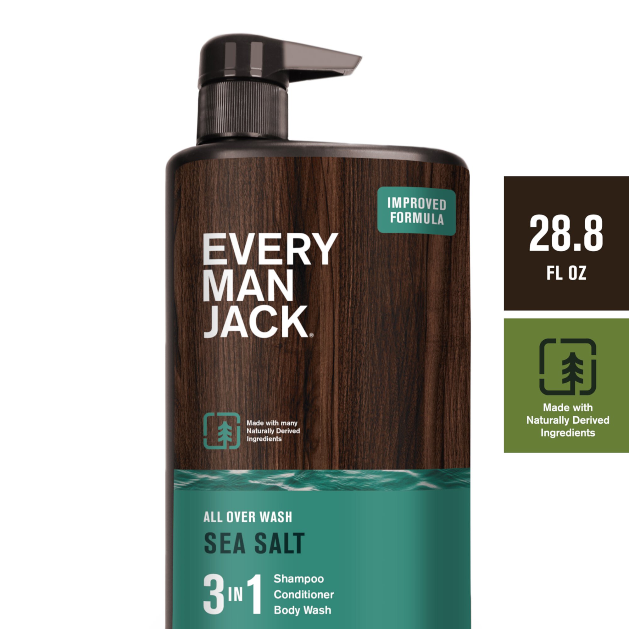 Every Man Jack Sea Salt Hydrating Men's 3-in-1 - Body Wash and Shampoo and Conditioner - 28.8 fl oz Every Man Jack