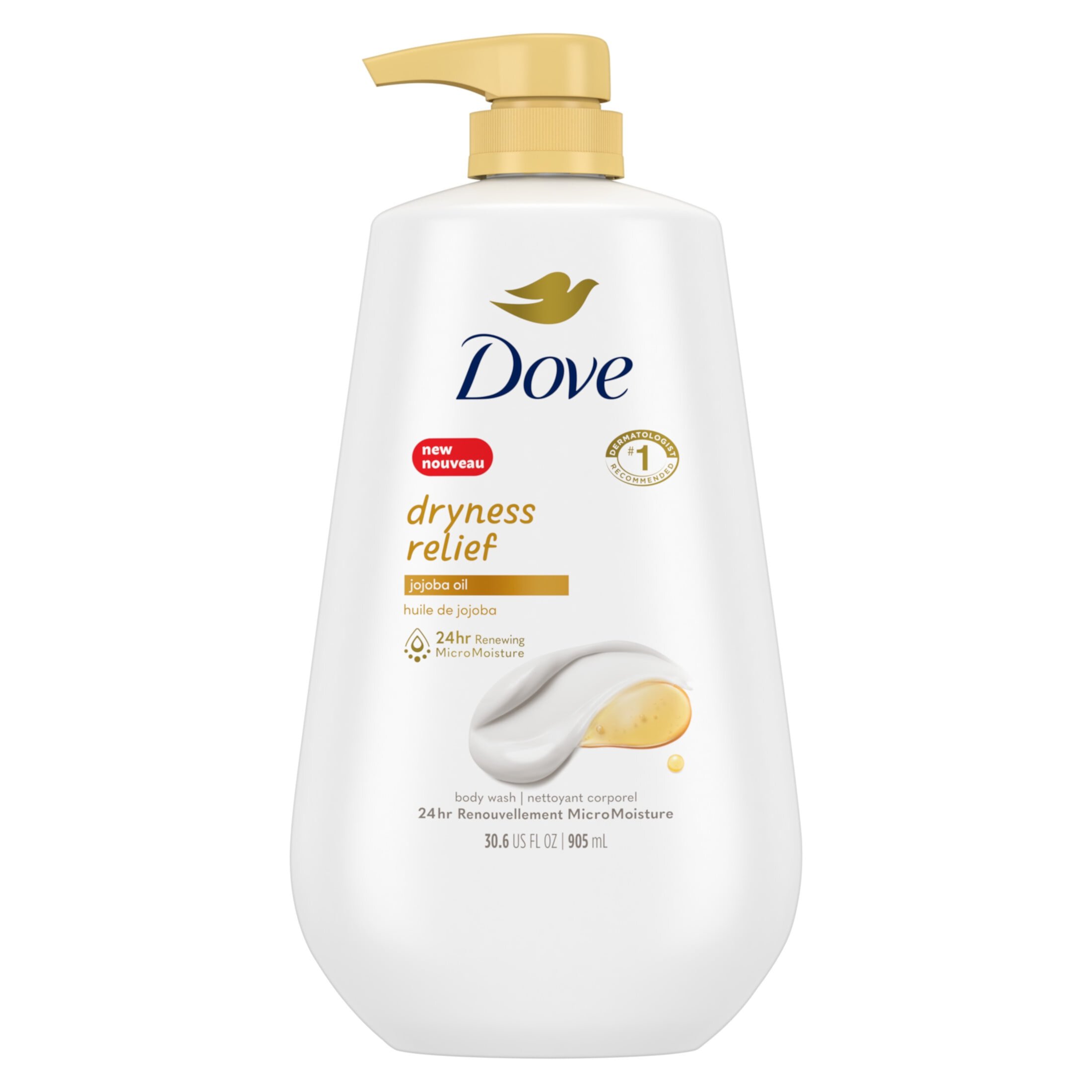 (3 pack) Dove Dryness Relief Long Lasting Gentle Women's Body Wash, Jojoba Oil All Skin, 30.6 fl oz Dove