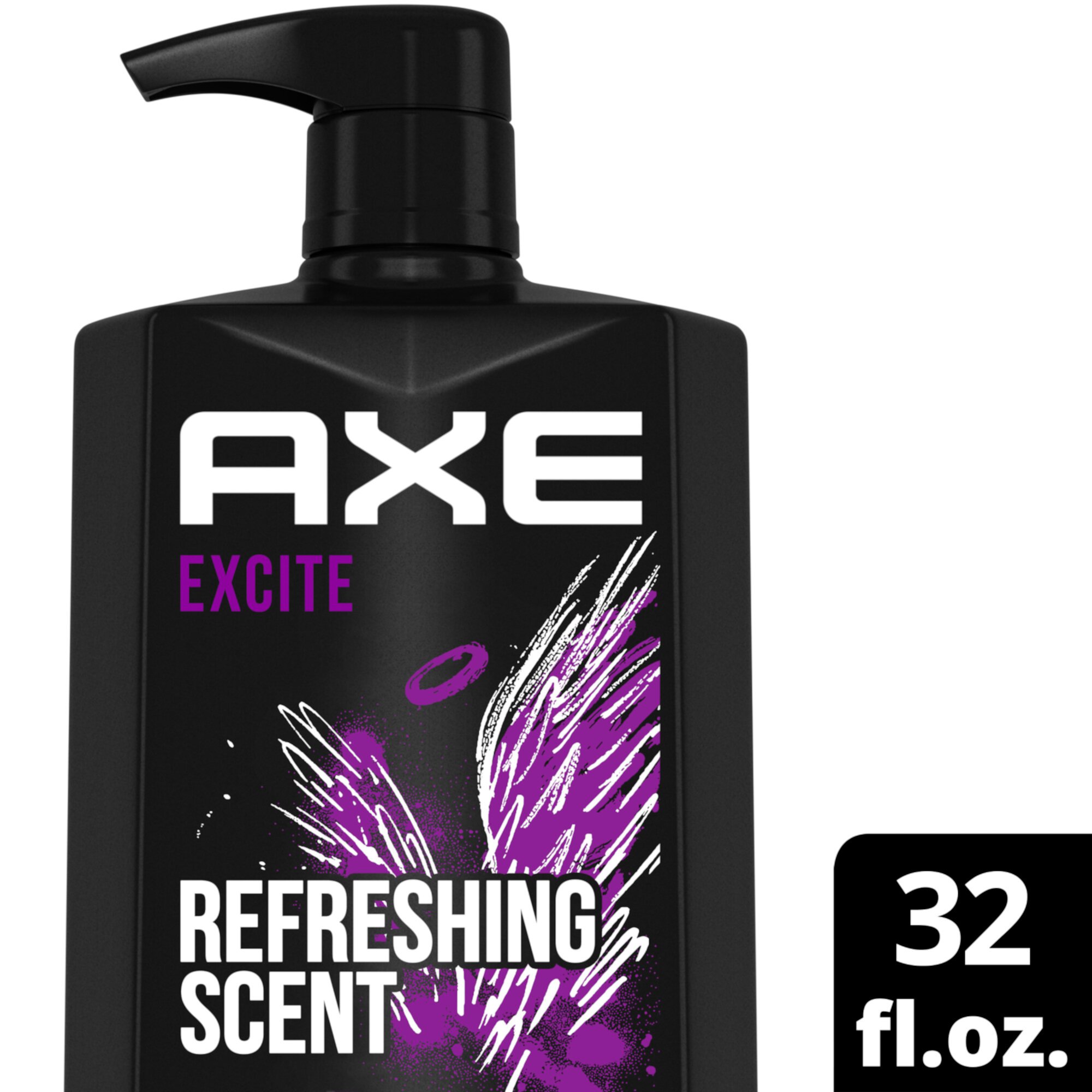 Axe Excite Refreshing Long Lasting Men's Body Wash All Skin Crisp Coconut & Black Pepper, 32 oz Axe