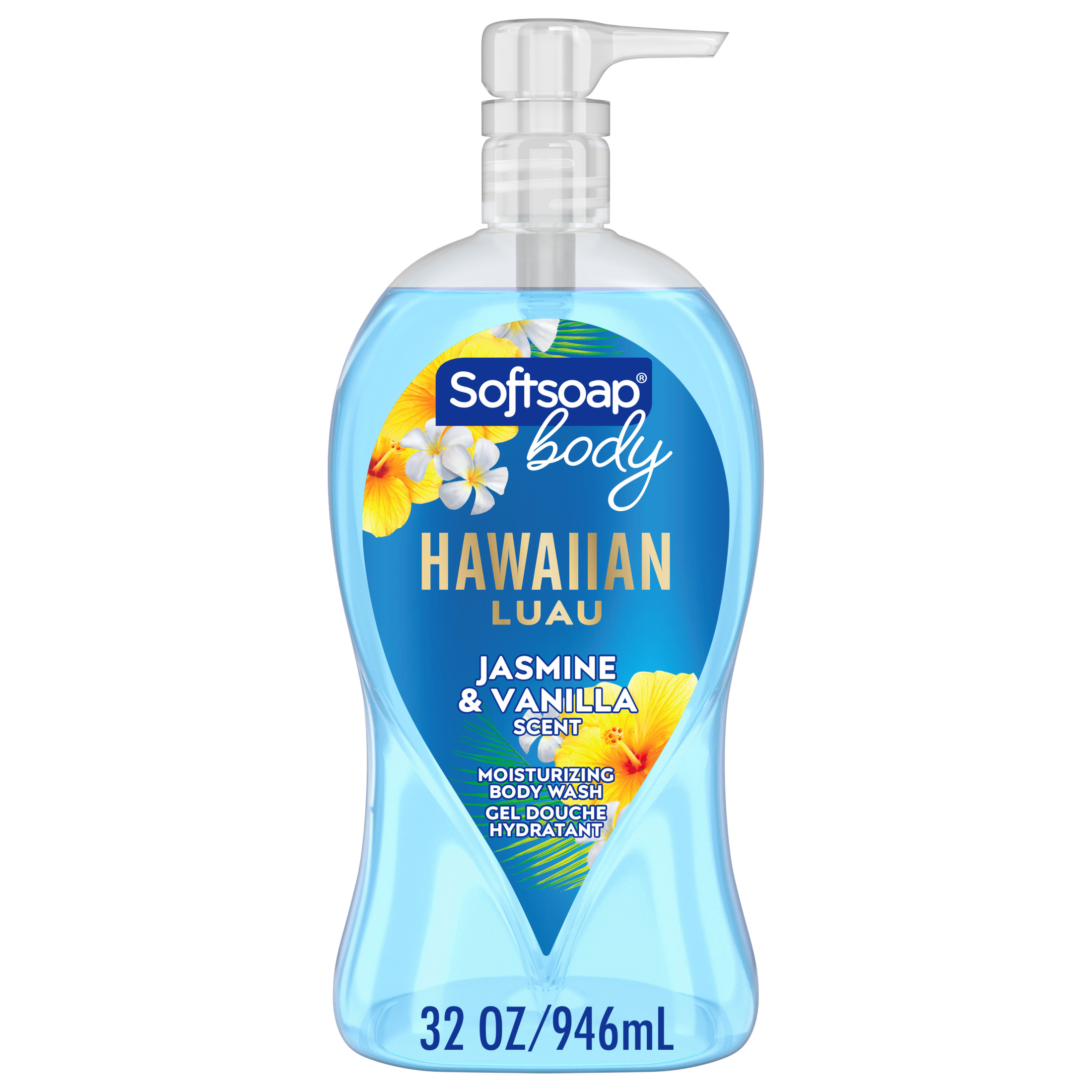 Softsoap Moisturizing Body Wash Hawaiian Luau, Jasmine and Vanilla Scent, 32 oz Pump Bottle Softsoap