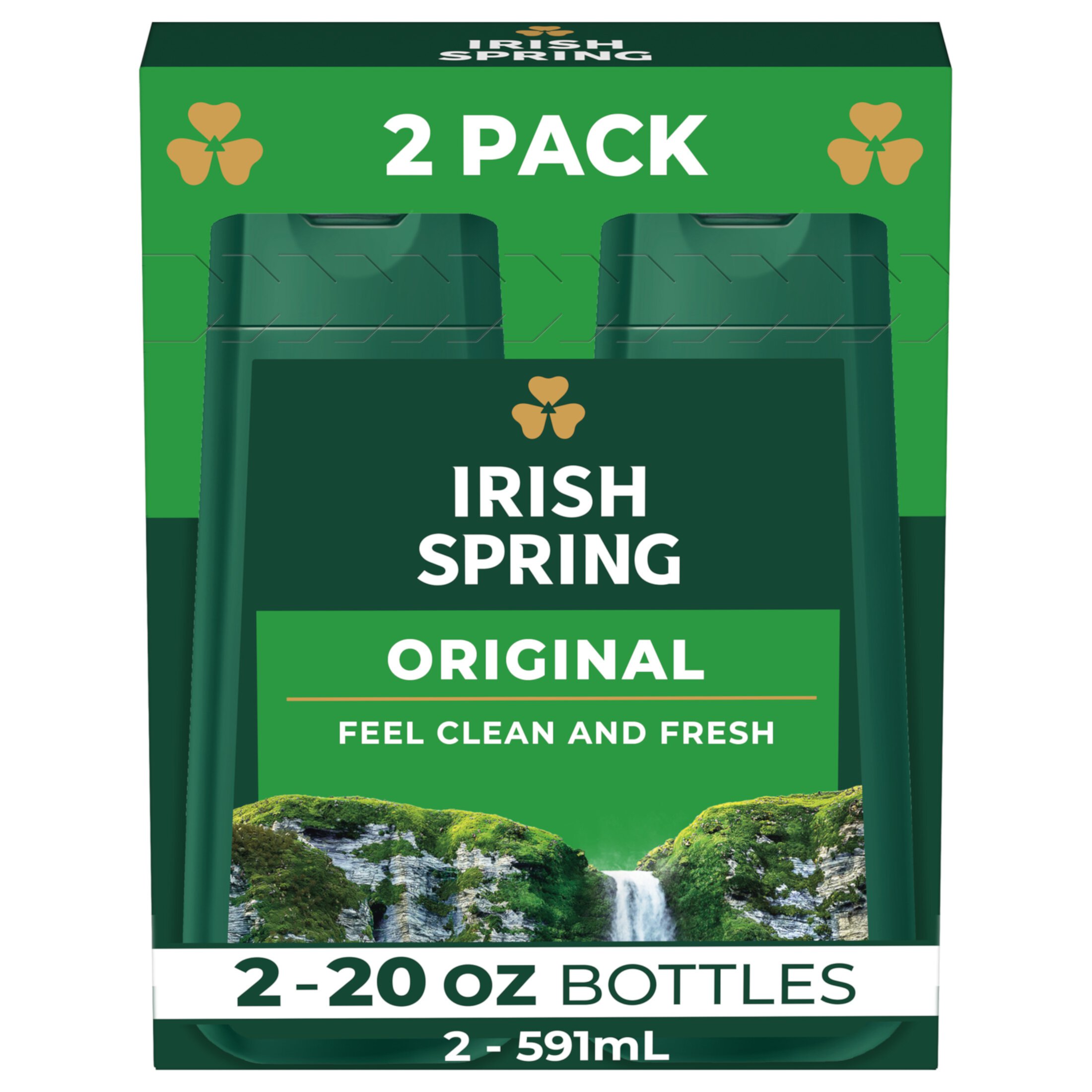 Irish Spring Mens Body Wash, Original Scented Body Wash for Men, 2 Pack, 20 Oz Bottle Irish Spring