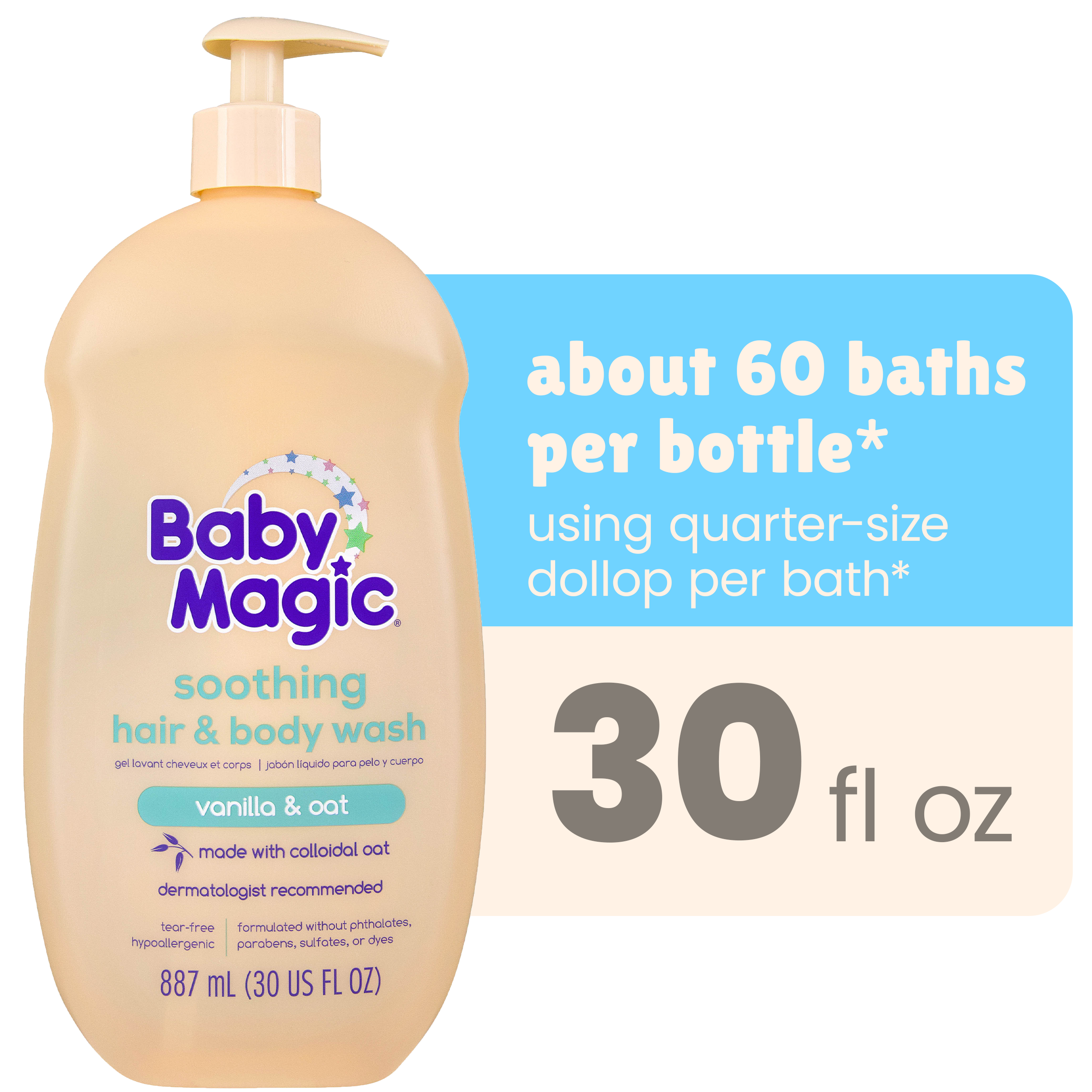 Baby Magic Soothing Hair & Body Wash for Children, Vanilla & Oat, Hypoallergenic, 30 fl oz Baby Magic