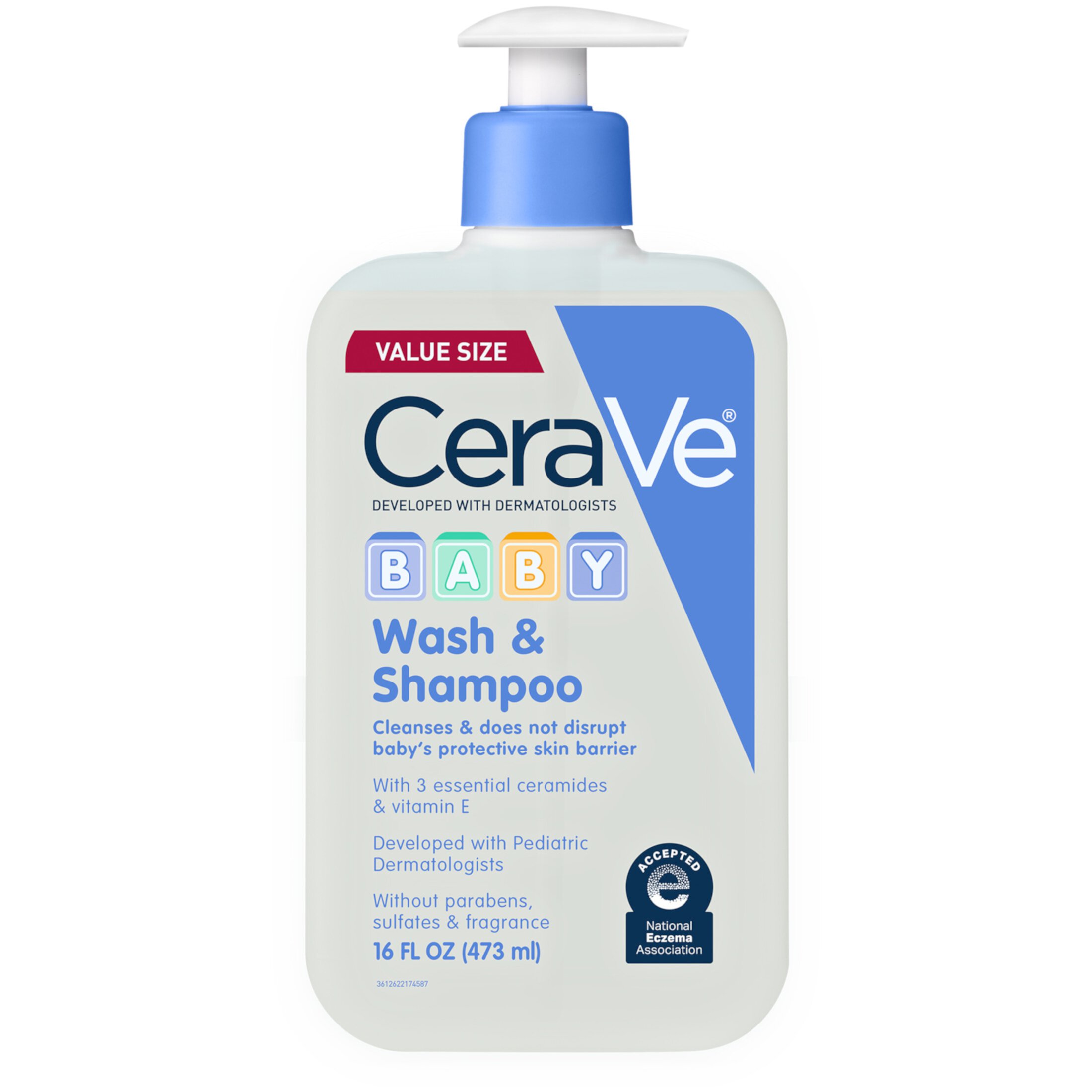 CeraVe Baby Wash & Baby Shampoo, Gentle Tear-Free Cleanser for Baby and Toddler, 16 fl oz CeraVe