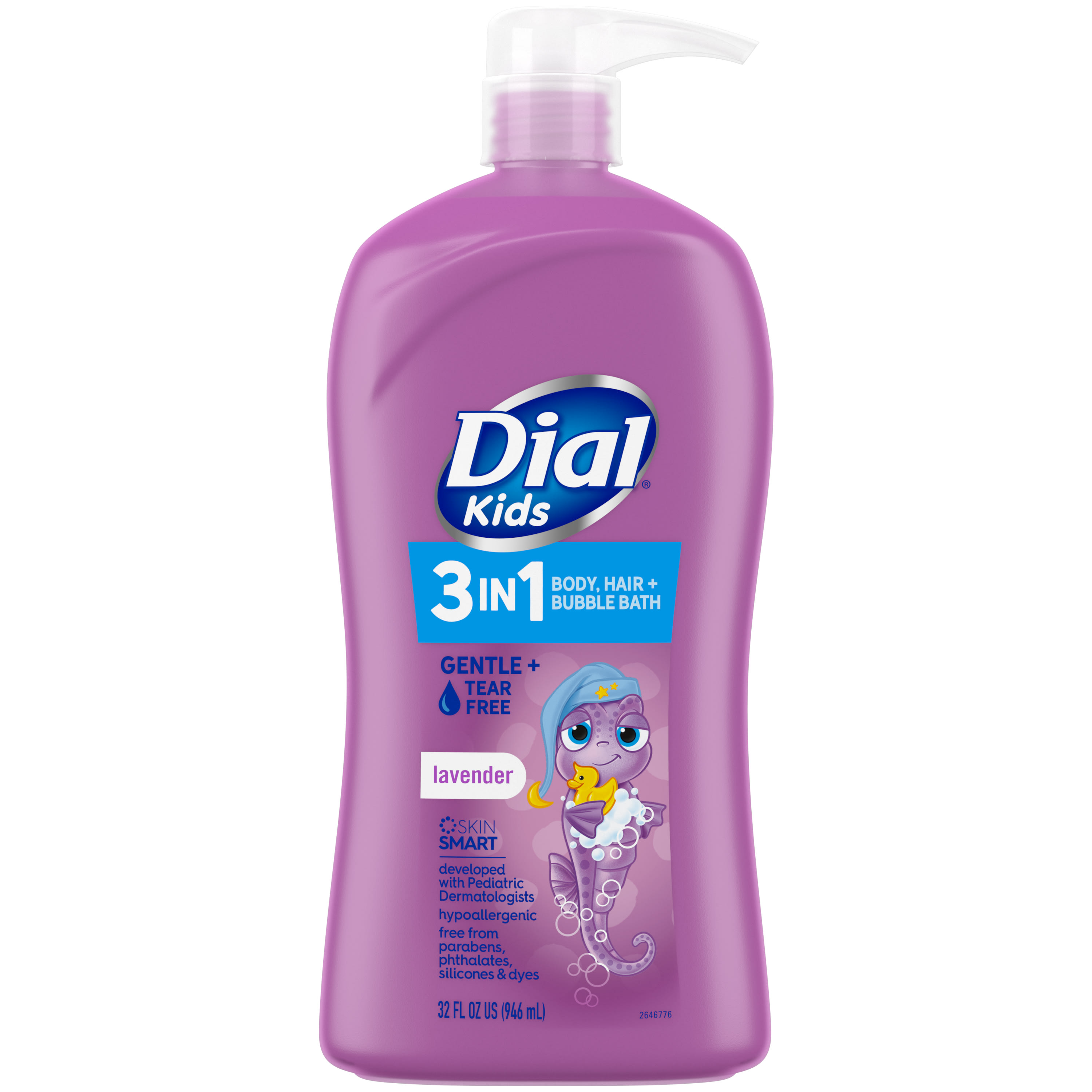 Dial Kids 3-in-1 Body+Hair+Bubble Bath, Lavender Scent, 32 fl oz Dial