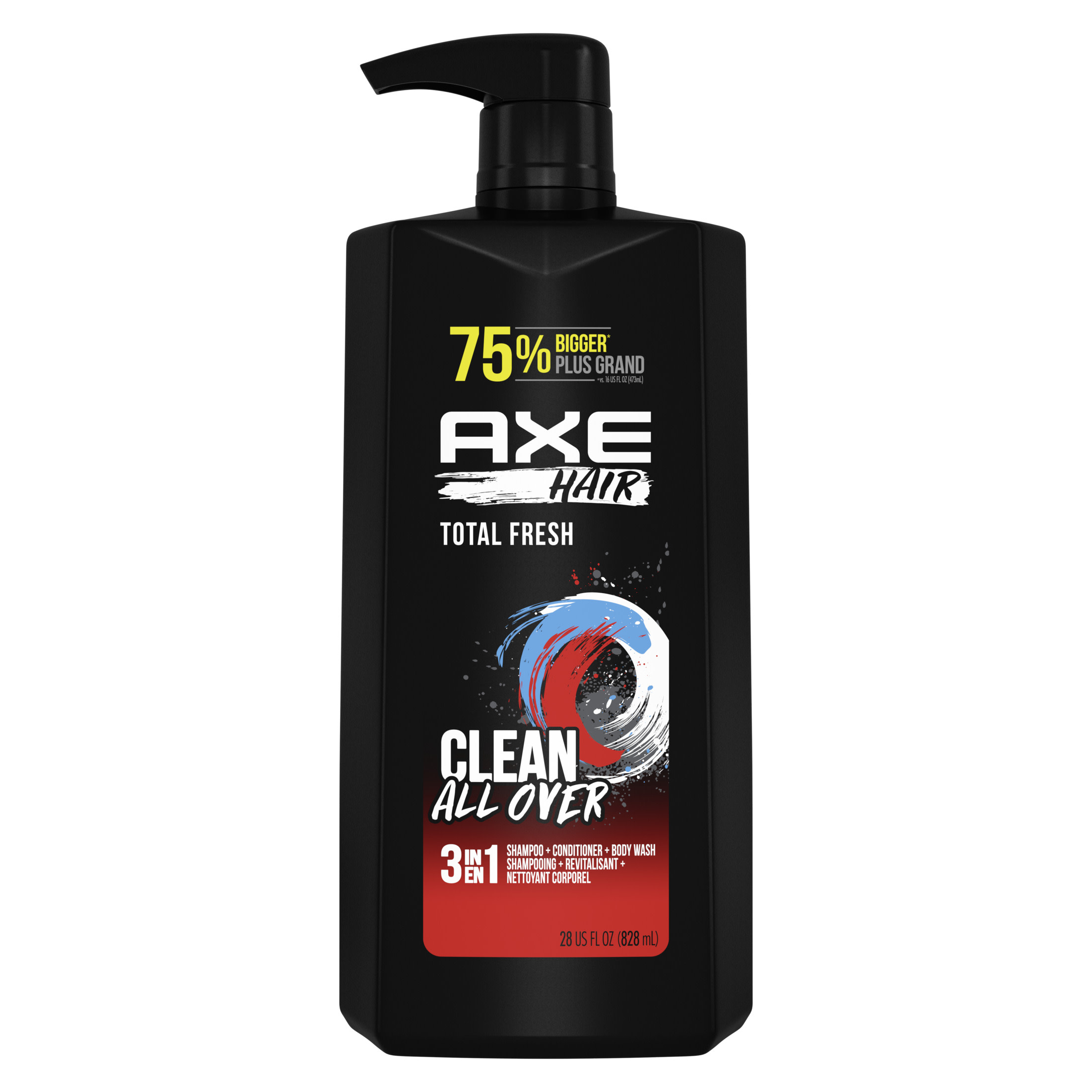 Axe Total Fresh 3-in-1 Shampoo Conditioner and Body Wash, 28 fl oz Axe