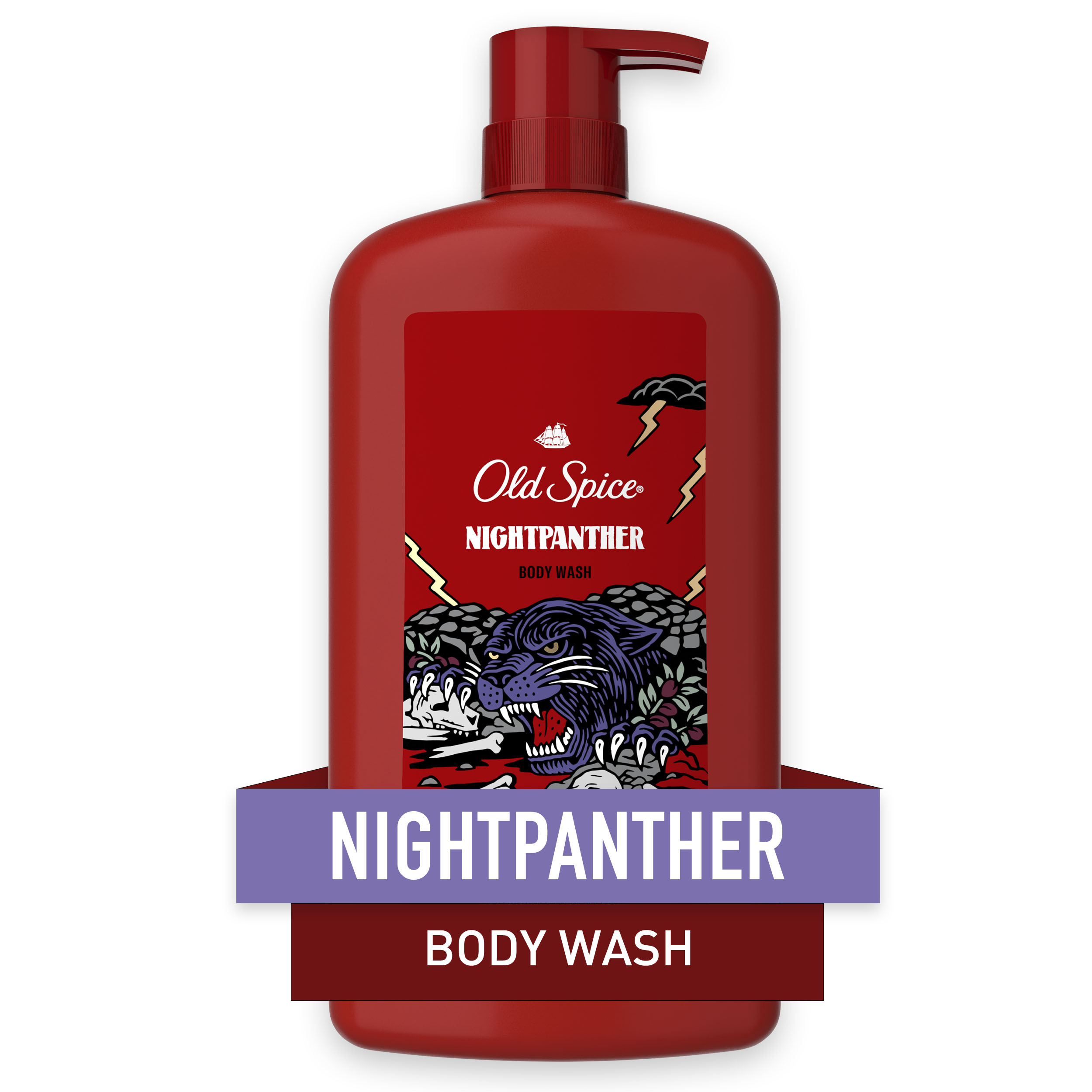 Old Spice Body Wash for Men, NightPanther, Long Lasting Lather, for All Skin Types, 33.4 fl oz Old Spice