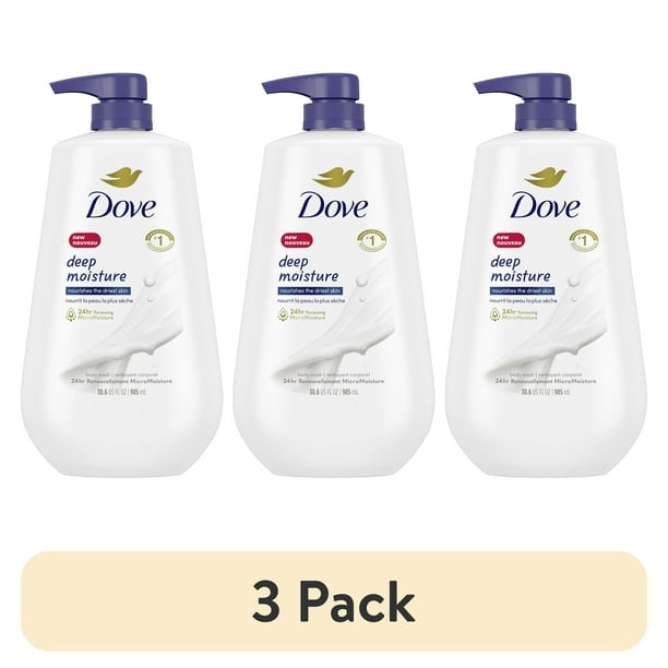 Dove Body Wash with Pump Deep Moisture Cleanser That Effectively Washes Away Bacteria While Nourishing Your Skin with Skin Natural Nourishers for Instantly Soft Skin and Lasting Nourishment 34 oz Dove