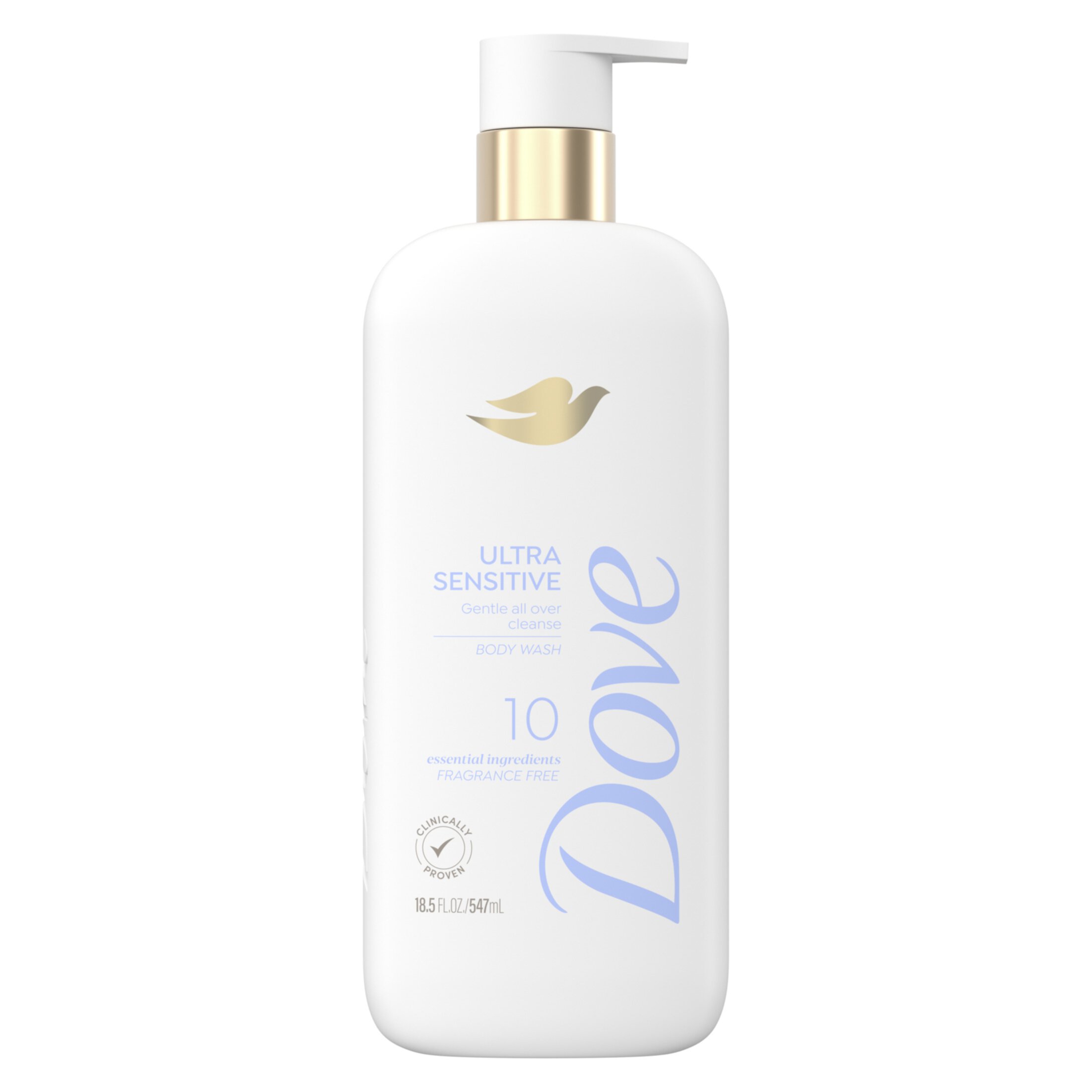 Dove Ultra Gentle Women's Liquid Body Wash Unscented 10 Essential Ingredients All Skin Type, 18.5 oz Dove