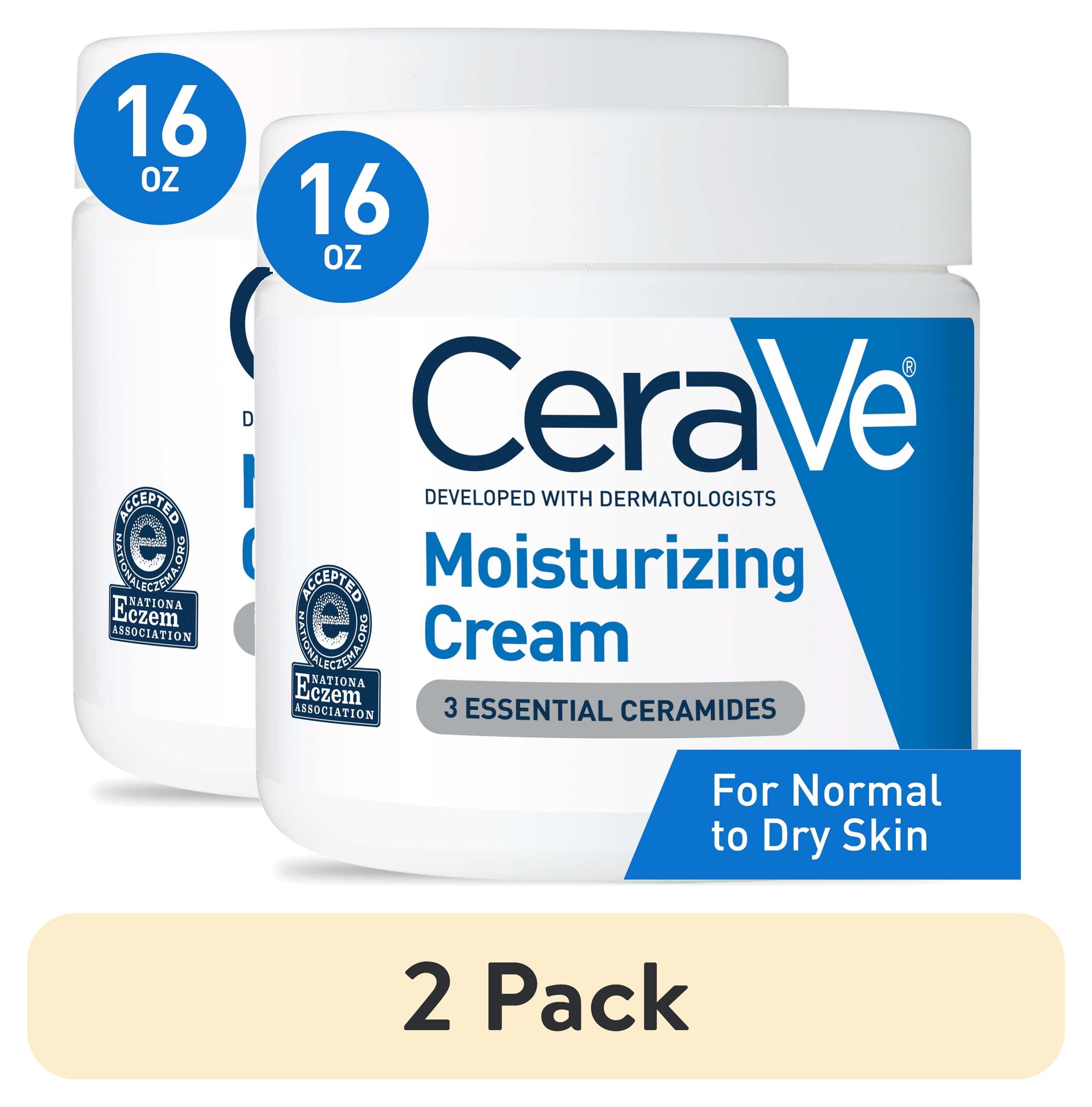 (2 pack) CeraVe Moisturizing Cream, Face & Body Moisturizer for Normal to Very Dry Skin, 16 oz CeraVe