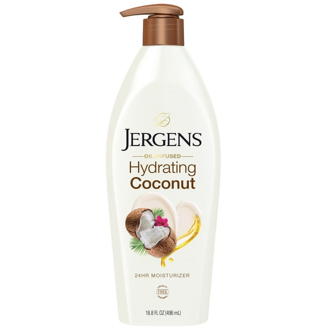 Jergens Hydrating Coconut Body Lotion, Lotion for Dry Skin, Dermatologist Tested, 16.8 oz Jergens