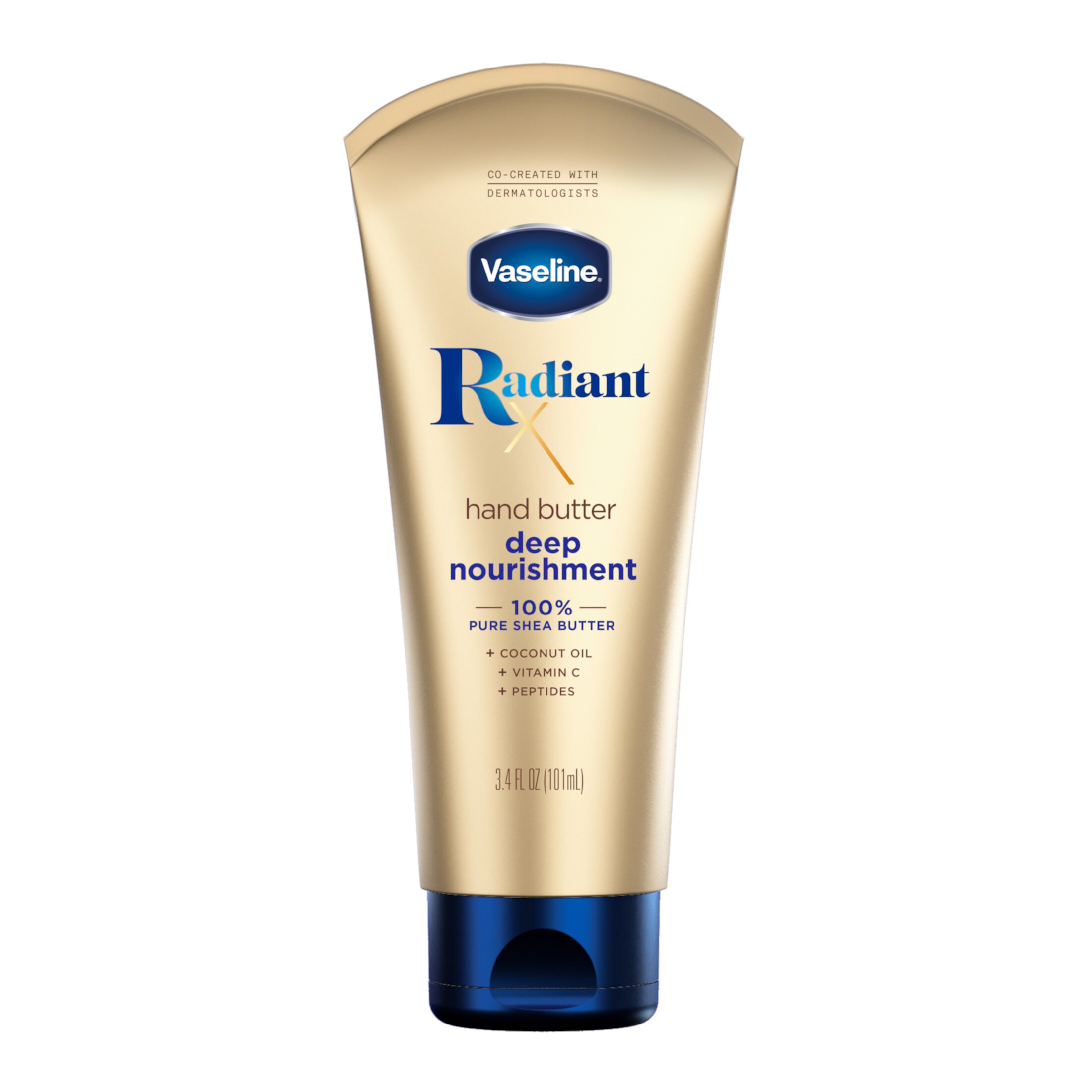 Vaseline Radiant X Deep Nourishment Hand Butter 100% Pure Shea Butter, with Coconut Oil, Vitamin C, & Peptides, 3.4 oz Vaseline