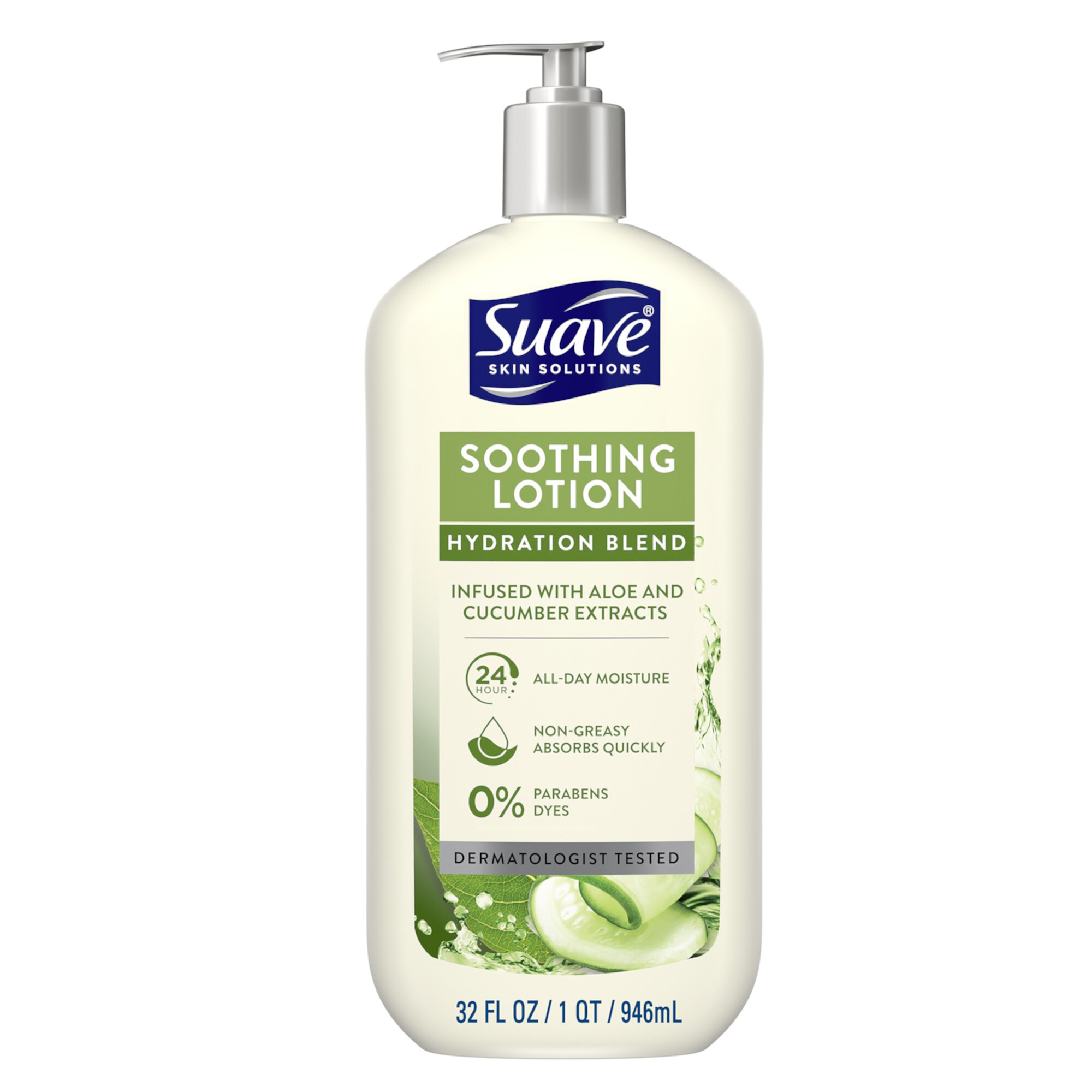 Suave Skin Solutions Soothing with Aloe Body Lotion, 32 oz Suave