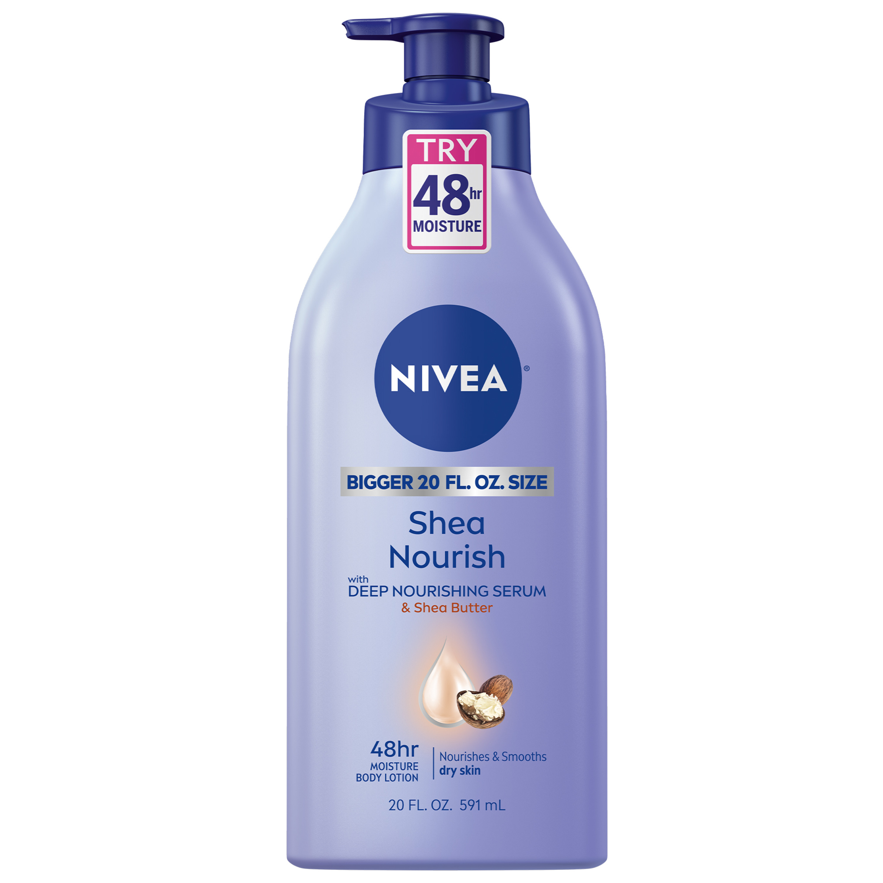 NIVEA Shea Nourish Body Lotion, Dry Skin Lotion with Shea Butter, 20 Fl Oz Pump Bottle Nivea