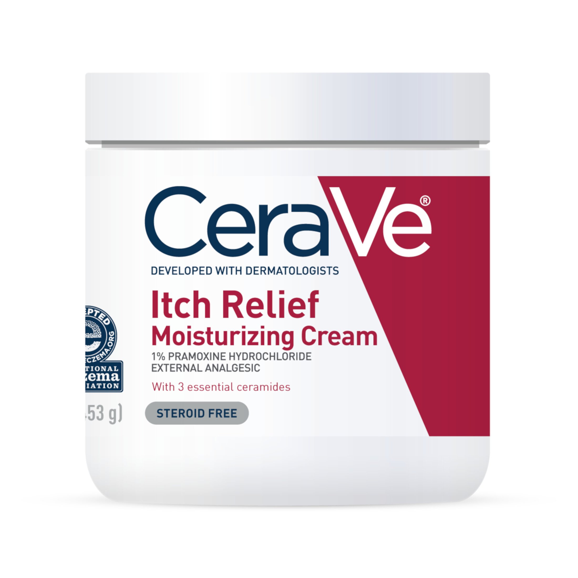 CeraVe Itch Relief Moisturizing Cream, Soothes Itching Caused by Eczema, Dry Skin, Minor Skin Irritations, Insect Bites & Sunburn, FSA Eligible Body Cream, 16 oz CeraVe