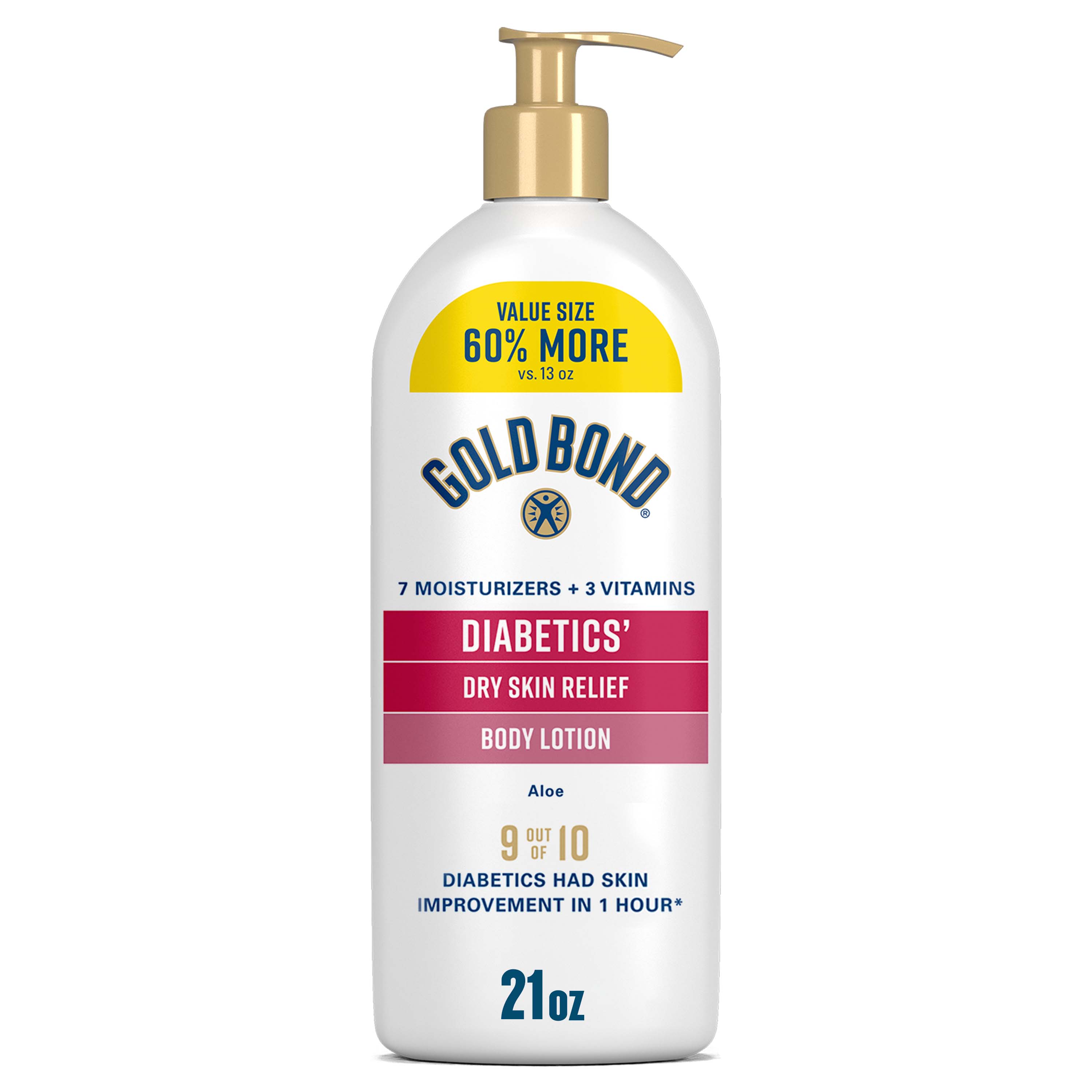 Gold Bond Diabetics' Hand Moisturizer and Body Lotion for Dry Skin with Aloe, 21 oz, As Seen on TikTok Gold Bond