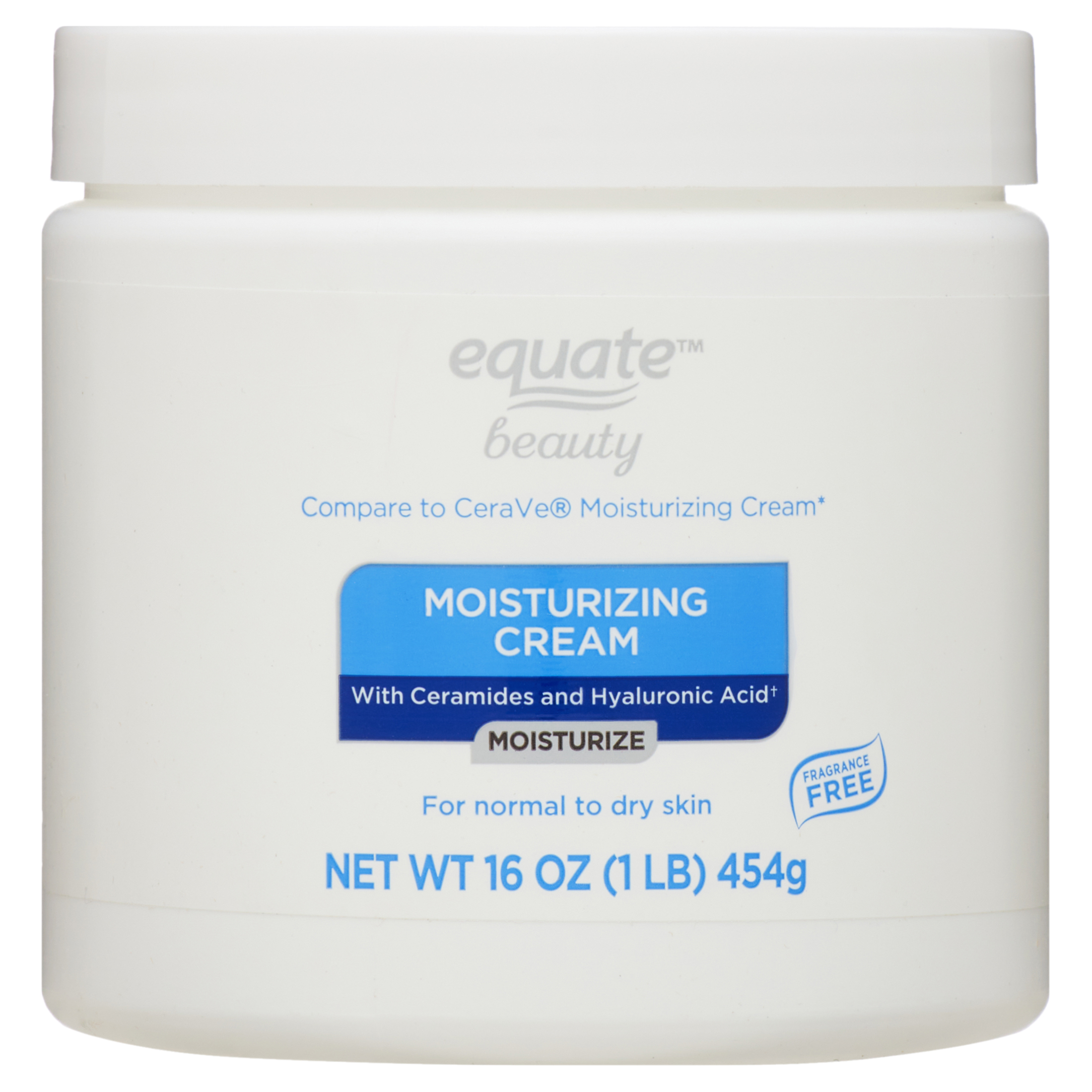 Equate Beauty Moisturizing Cream with Ceramides and Hyaluronic Acid, Normal to Dry Skin 16 oz Equate