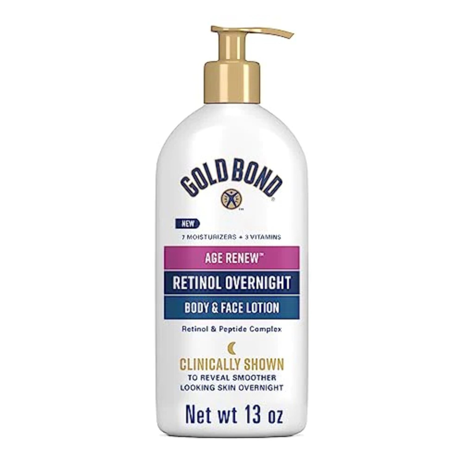 Gold Bond Age Renew Retinol Overnight Body Moisturizer and Face Lotion for Smoother Skin, 13 oz, As Seen on TikTok Gold Bond