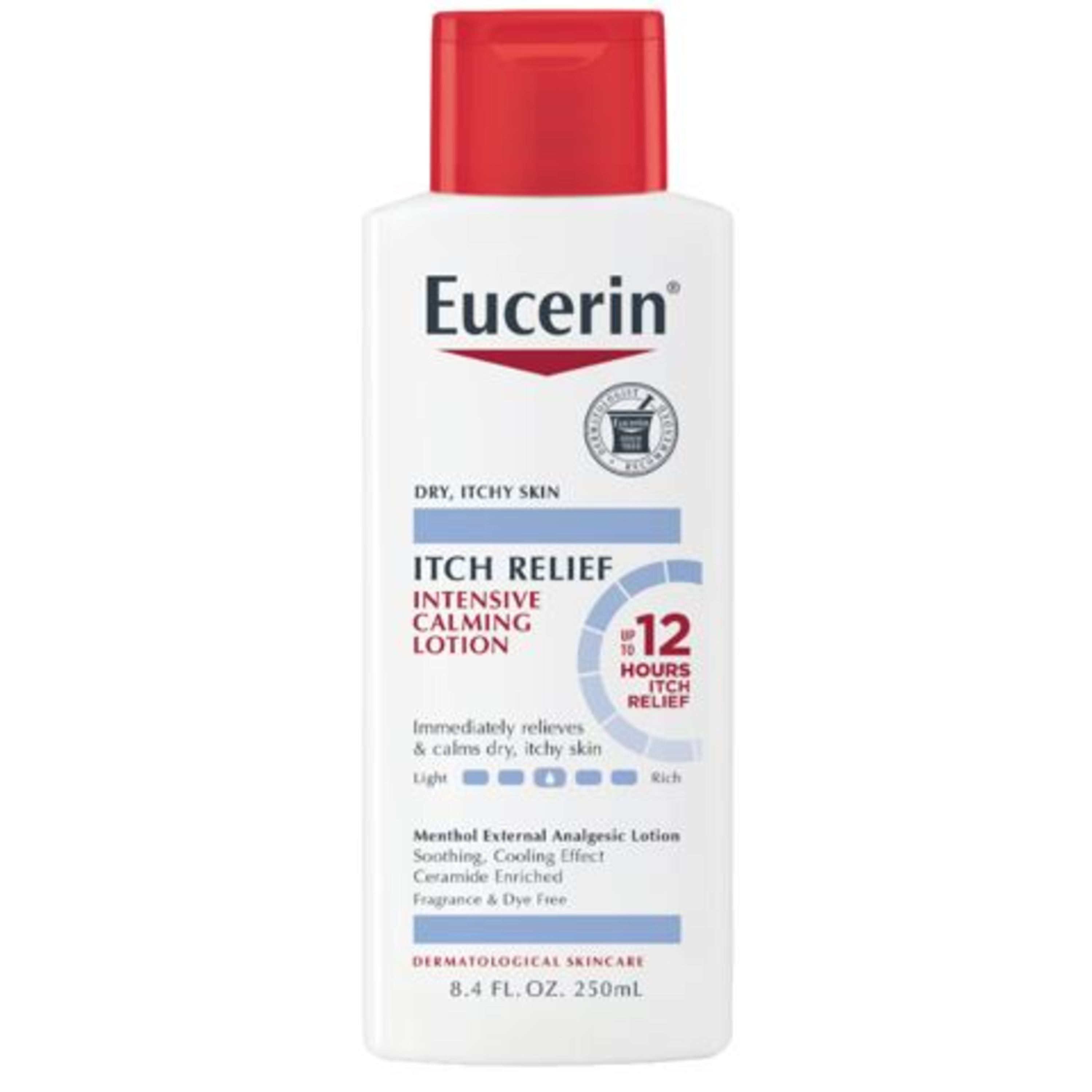 Eucerin Itch Relief Intensive Calming Body Lotion, Fragrance Free, 8.4 fl oz Bottle Eucerin